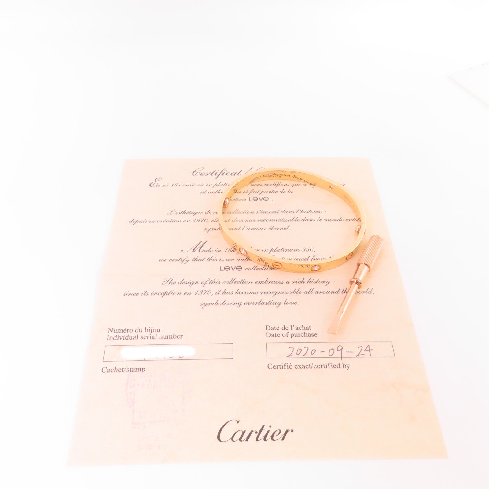 CARTIER 【激減優惠】18K玫瑰金/鑽石Love Bracelet 4 Diamond Bracelet手鐲Cartier#18