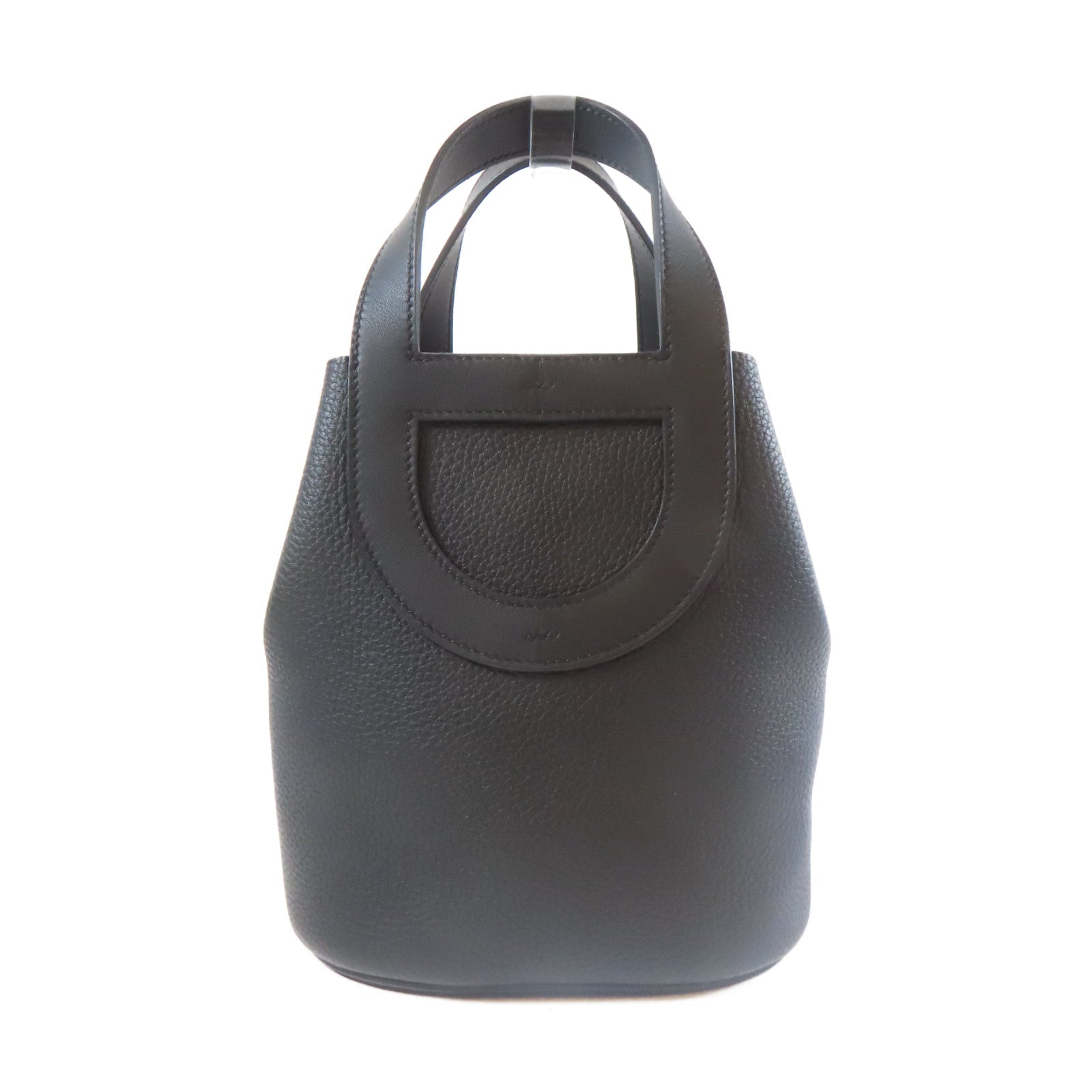 HERMES Clemence皮革In The Loop金扣手挽袋經典黑色