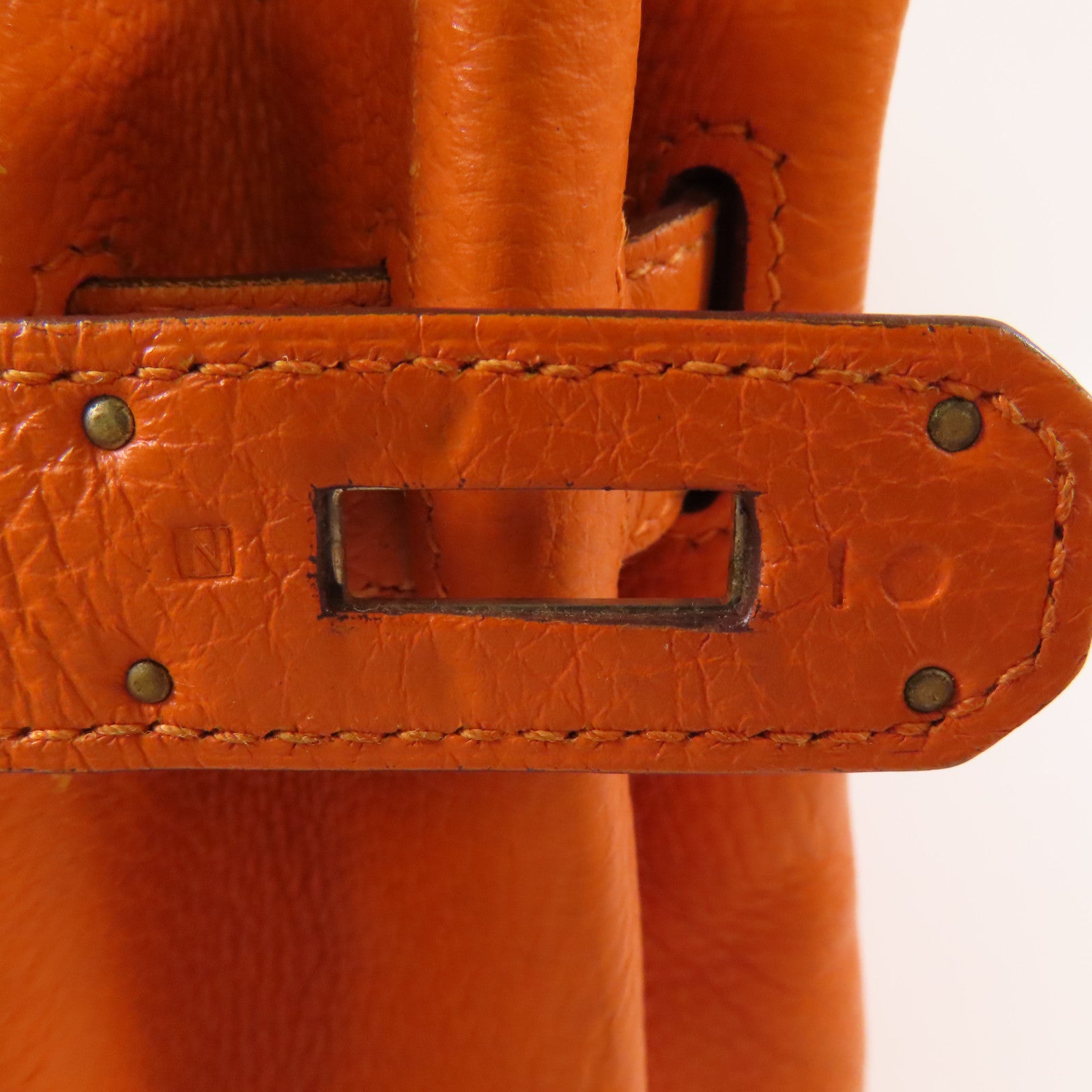 HERMES Togo皮革Kelly40銀扣手挽肩背兩用袋Orange