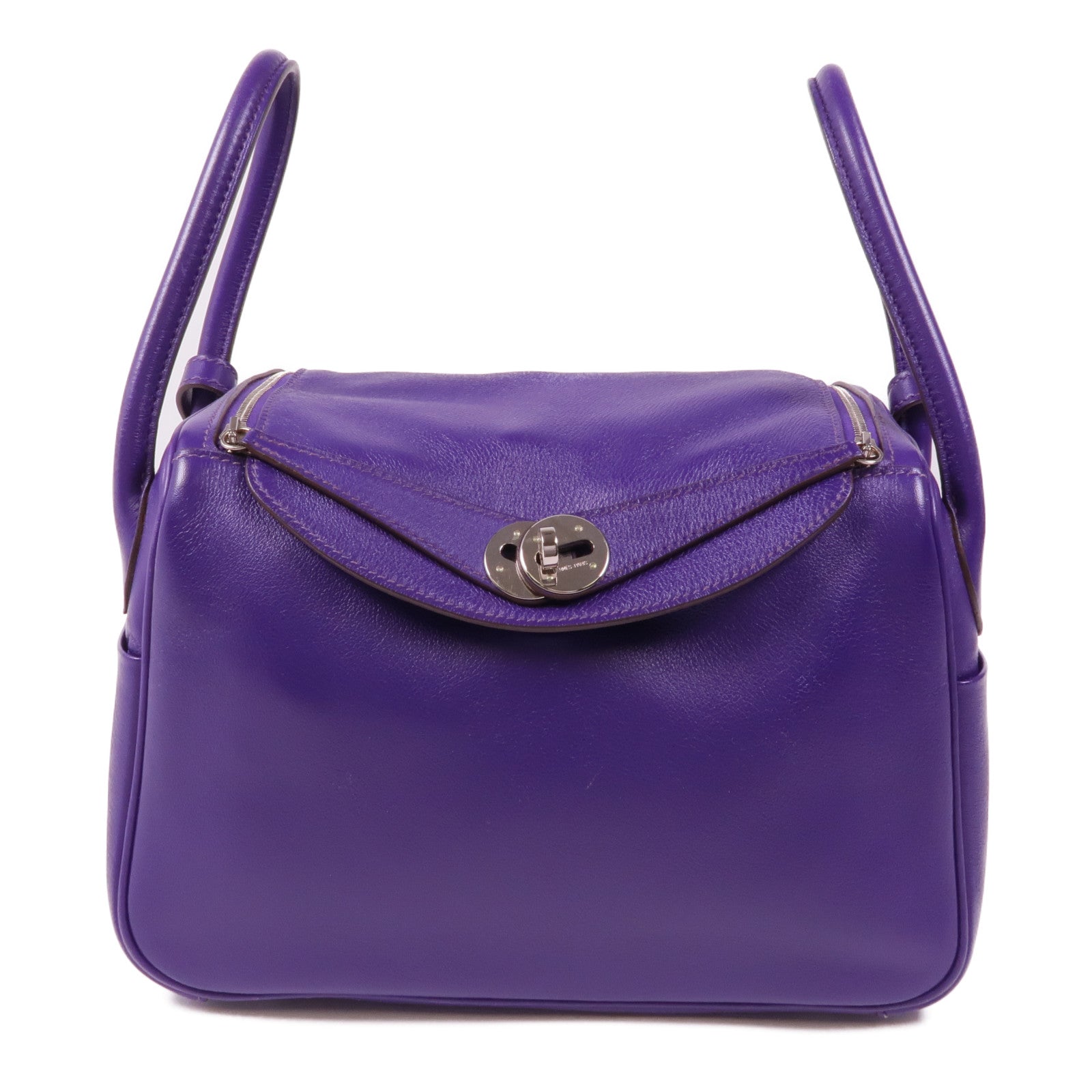 HERMES Swift皮革Lindy 26銀扣手挽肩背兩用袋Cassis