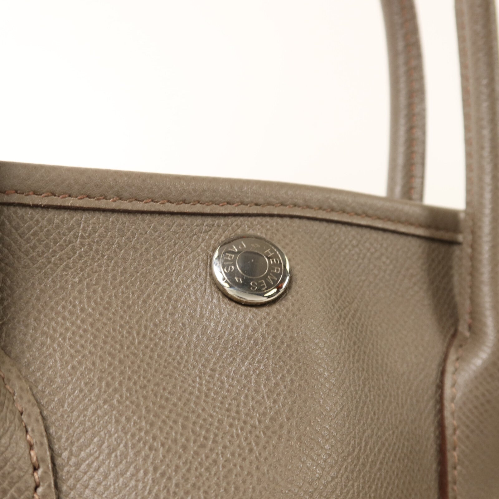 HERMES Epsom皮革Garden Party TPM銀扣手挽袋Etain