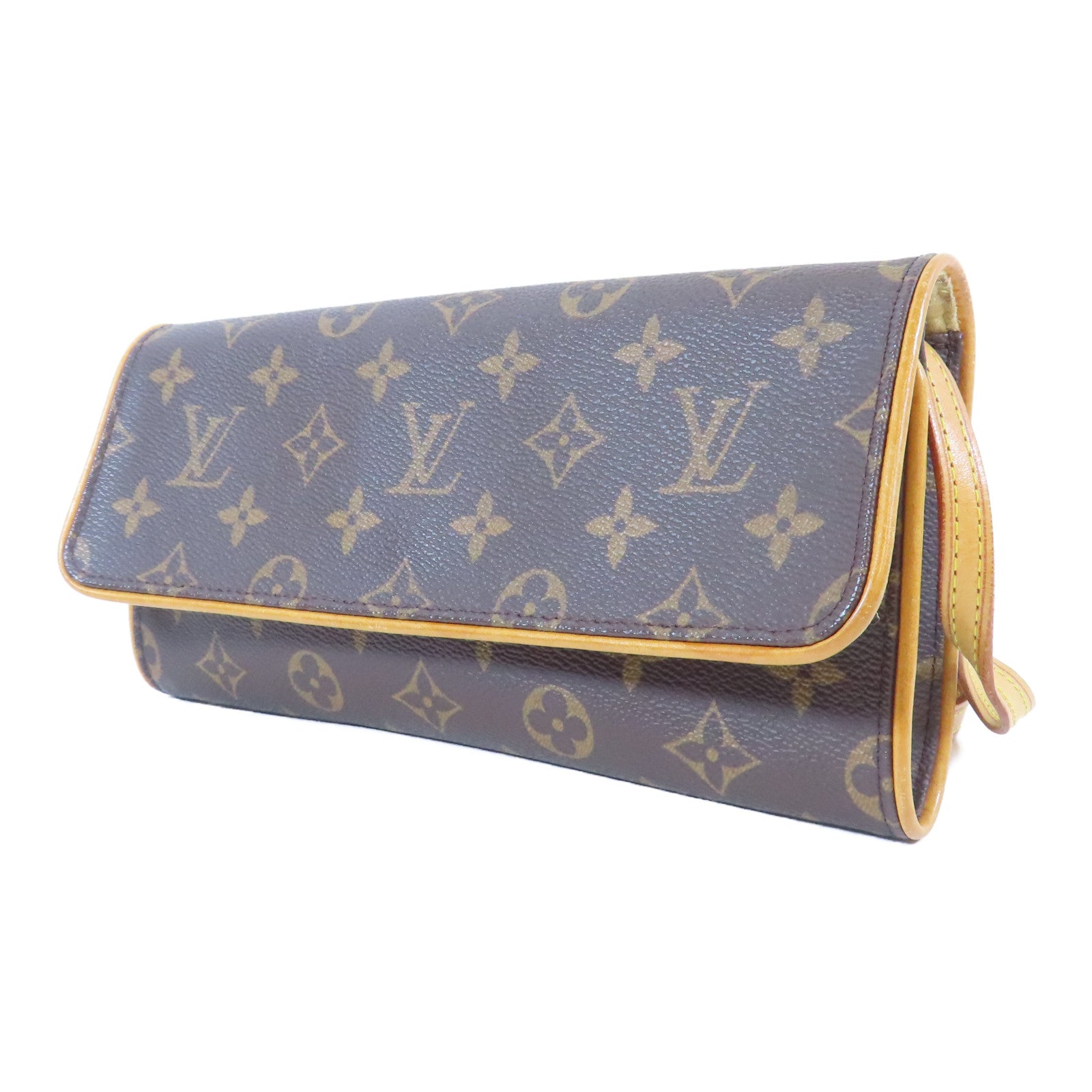 LOUIS VUITTON Monogram Pochette Twin金扣肩背袋啡色