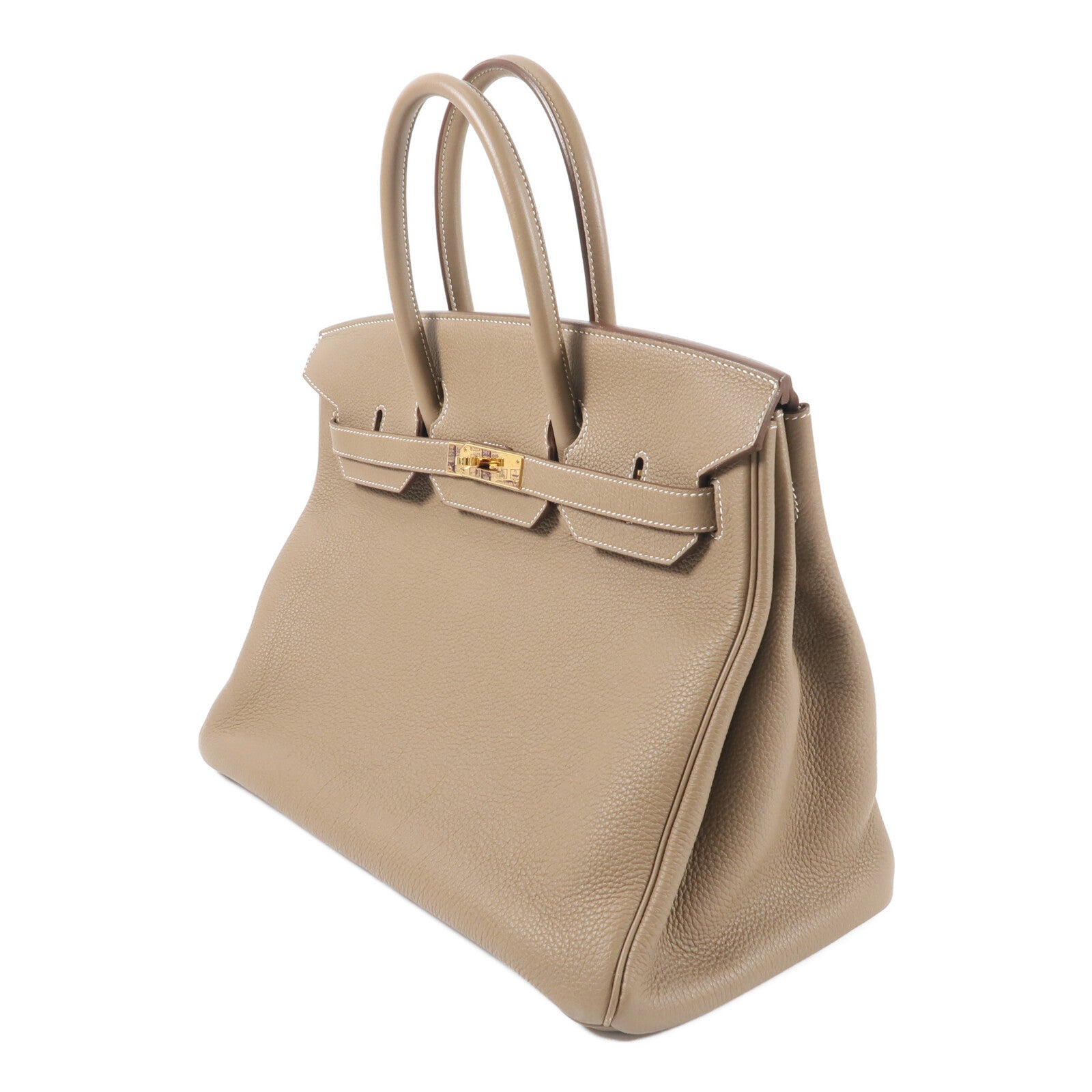 HERMES Togo皮革Birkin 35金扣手挽袋Etoupe