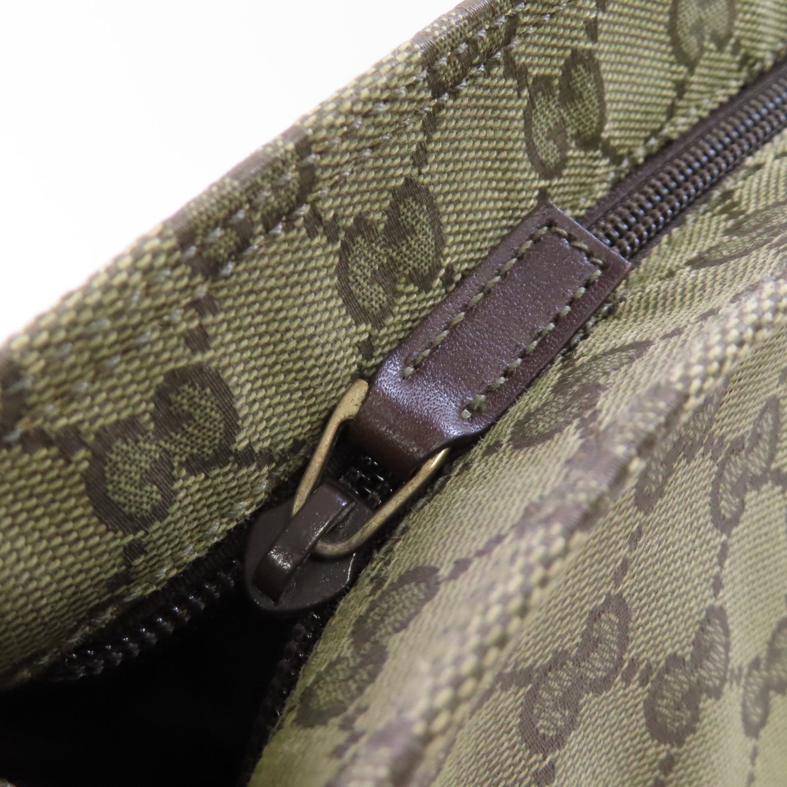 GUCCI GG帆布Sherry Line Shoulder Bag金扣肩背袋綠色