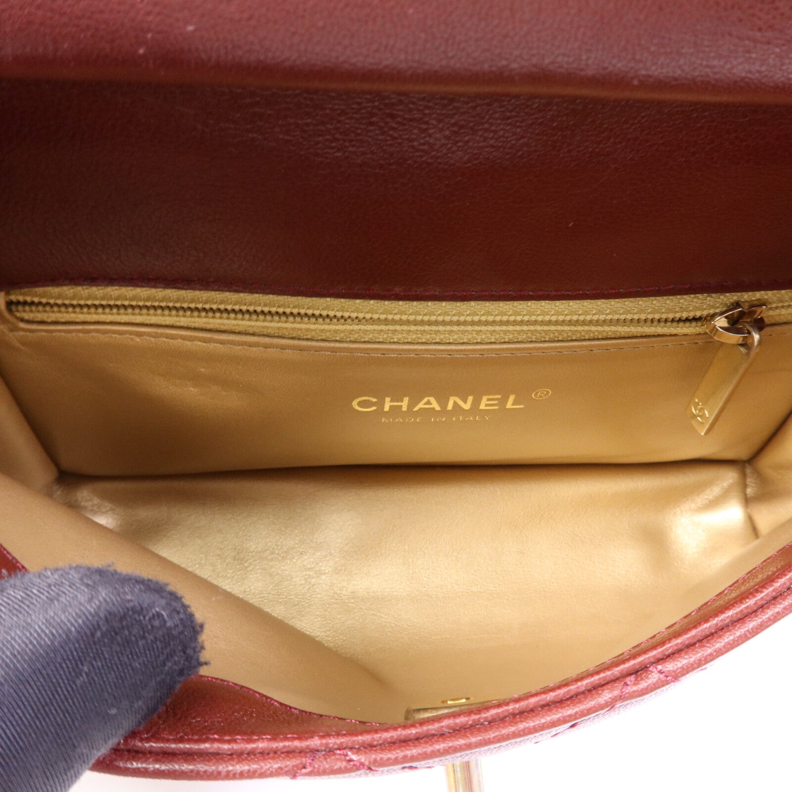 CHANEL 牛皮皮革Chain Shoulder Bag金扣鏈帶肩背袋