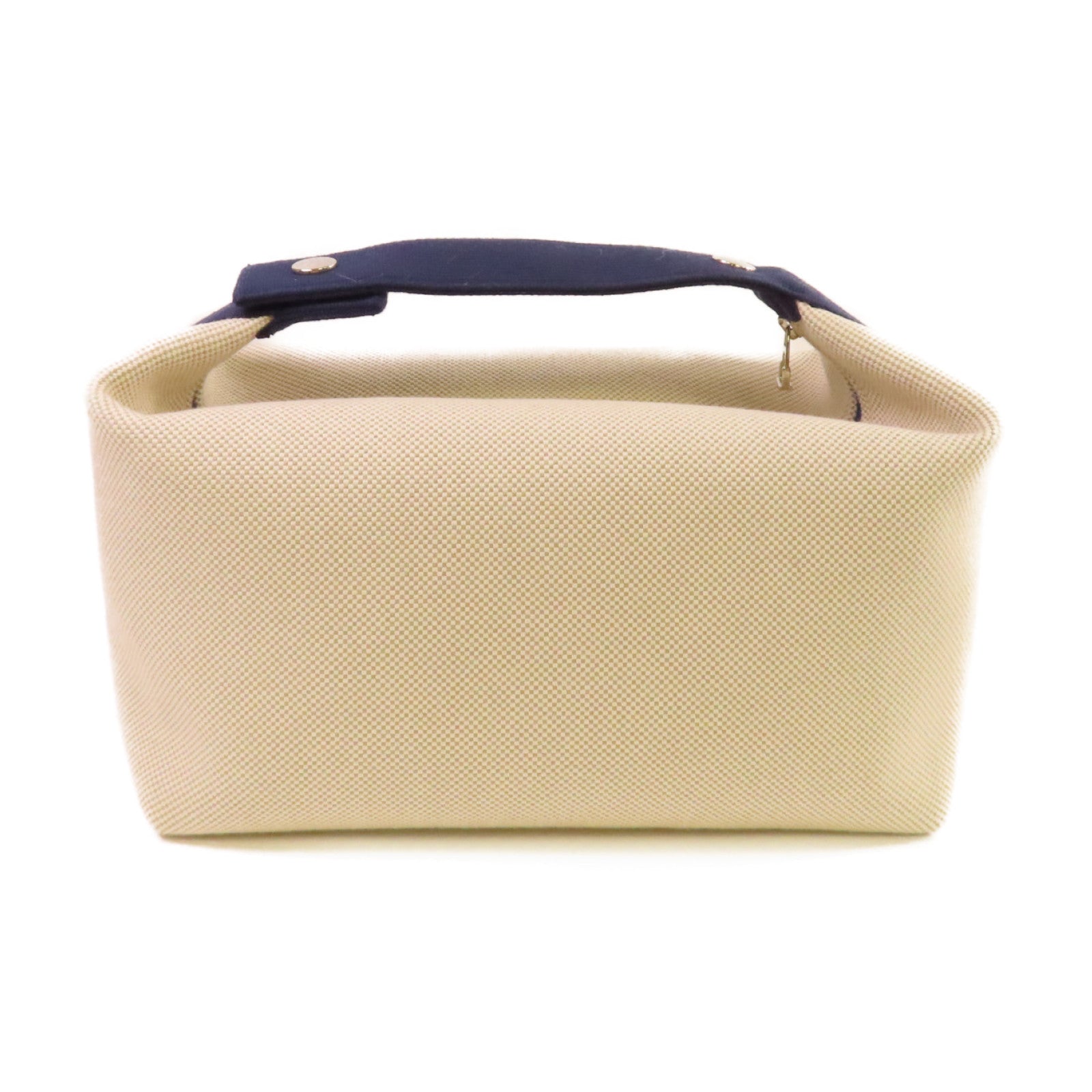 HERMES Herringbone帆布Bride A Brac GM Hand Bag銀扣手挽袋Gris Perle珍珠灰色/藍色