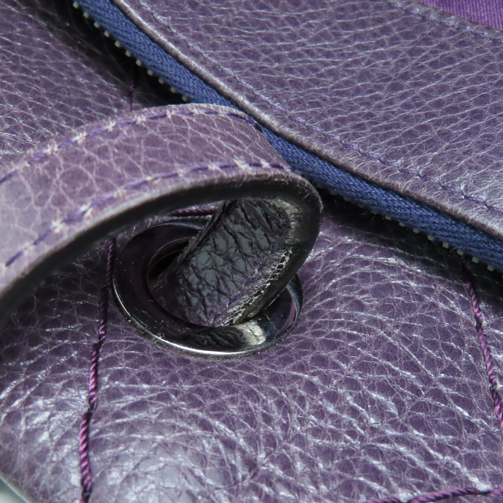 CHANEL 【清倉大減價】菱格牛皮皮革Tote Bag銀扣手挽袋紫色