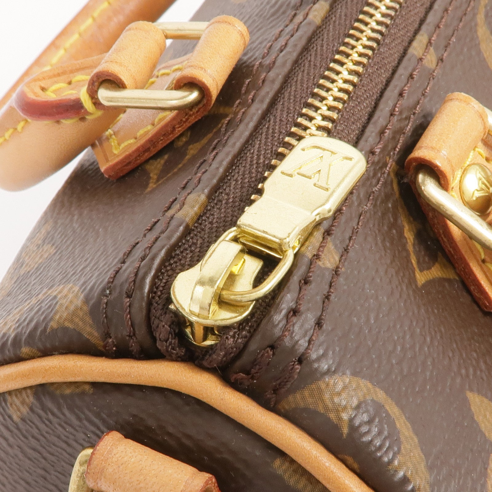 LOUIS VUITTON Monogram Nano Speedy金扣手挽肩背兩用袋棕色