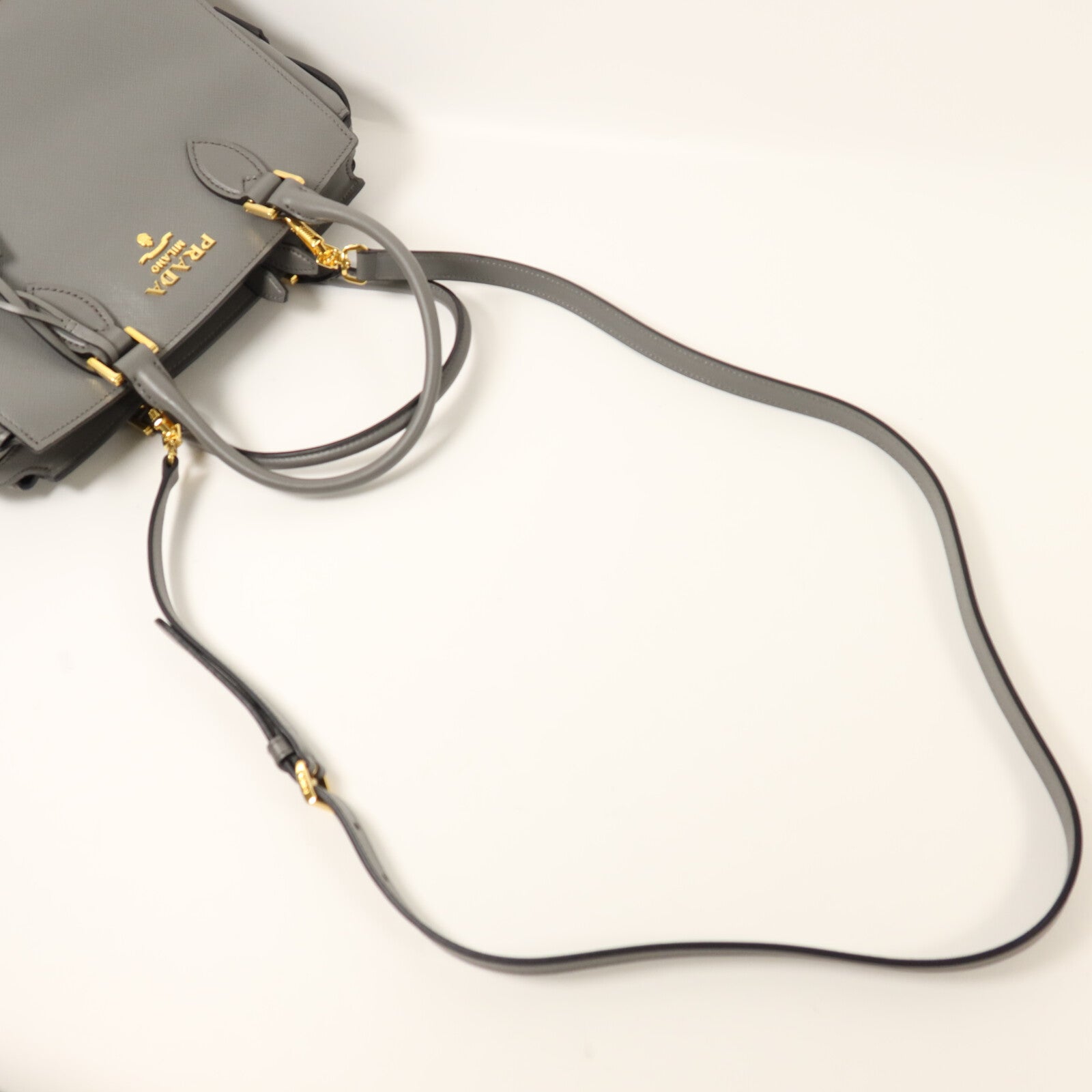 PRADA 牛皮皮革Borsa A mano金扣手挽肩背兩用袋