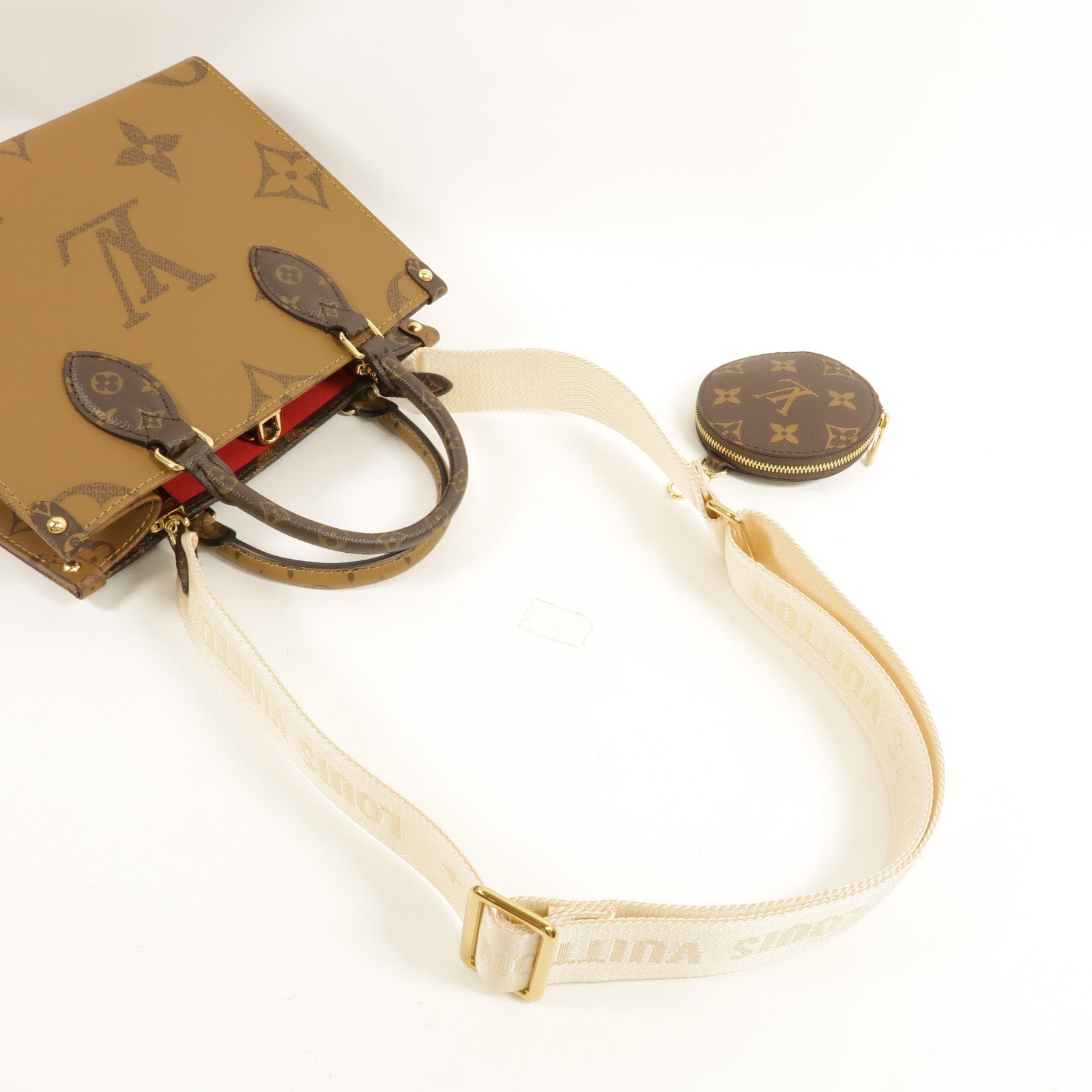 LOUIS VUITTON Monogram Giant OnTheGo PM金扣手挽肩背兩用袋棕色