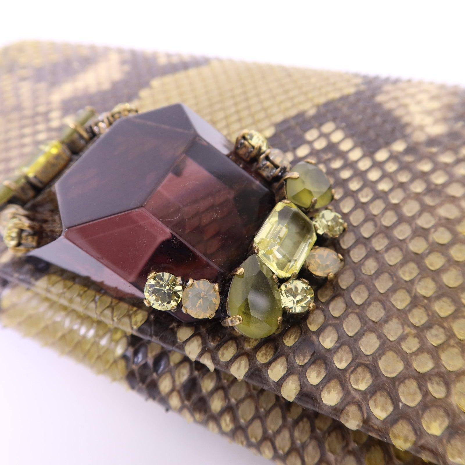 GUCCI 【激減優惠】蛇皮皮革Clutch金扣手拿包