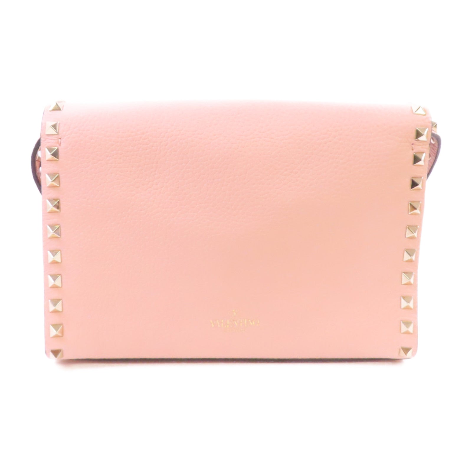 Valentino 牛皮皮革Rockstud Shoulder Bag金扣肩背袋粉紅色