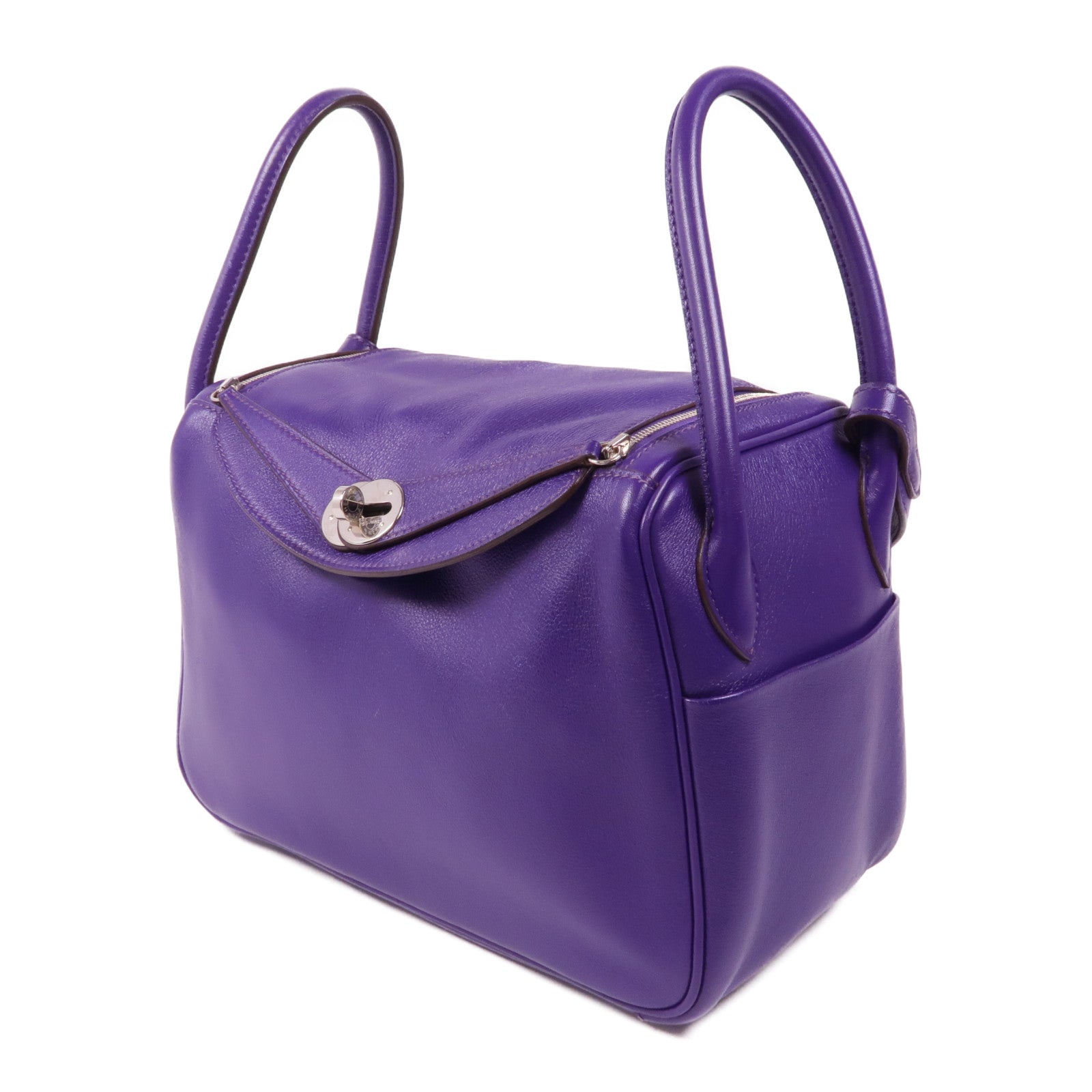 HERMES Swift皮革Lindy 26銀扣手挽肩背兩用袋Cassis