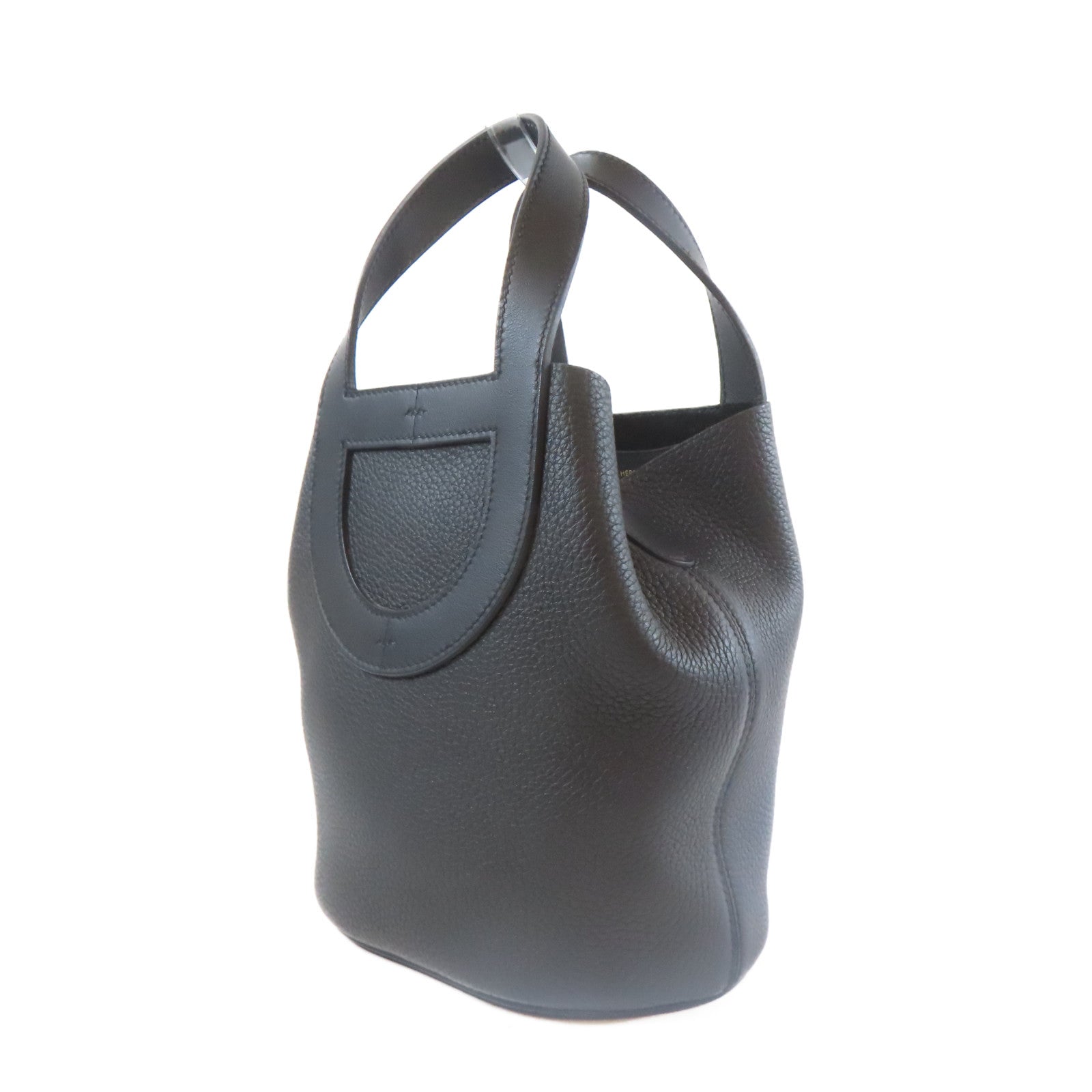 HERMES Clemence皮革In The Loop金扣手挽袋經典黑色
