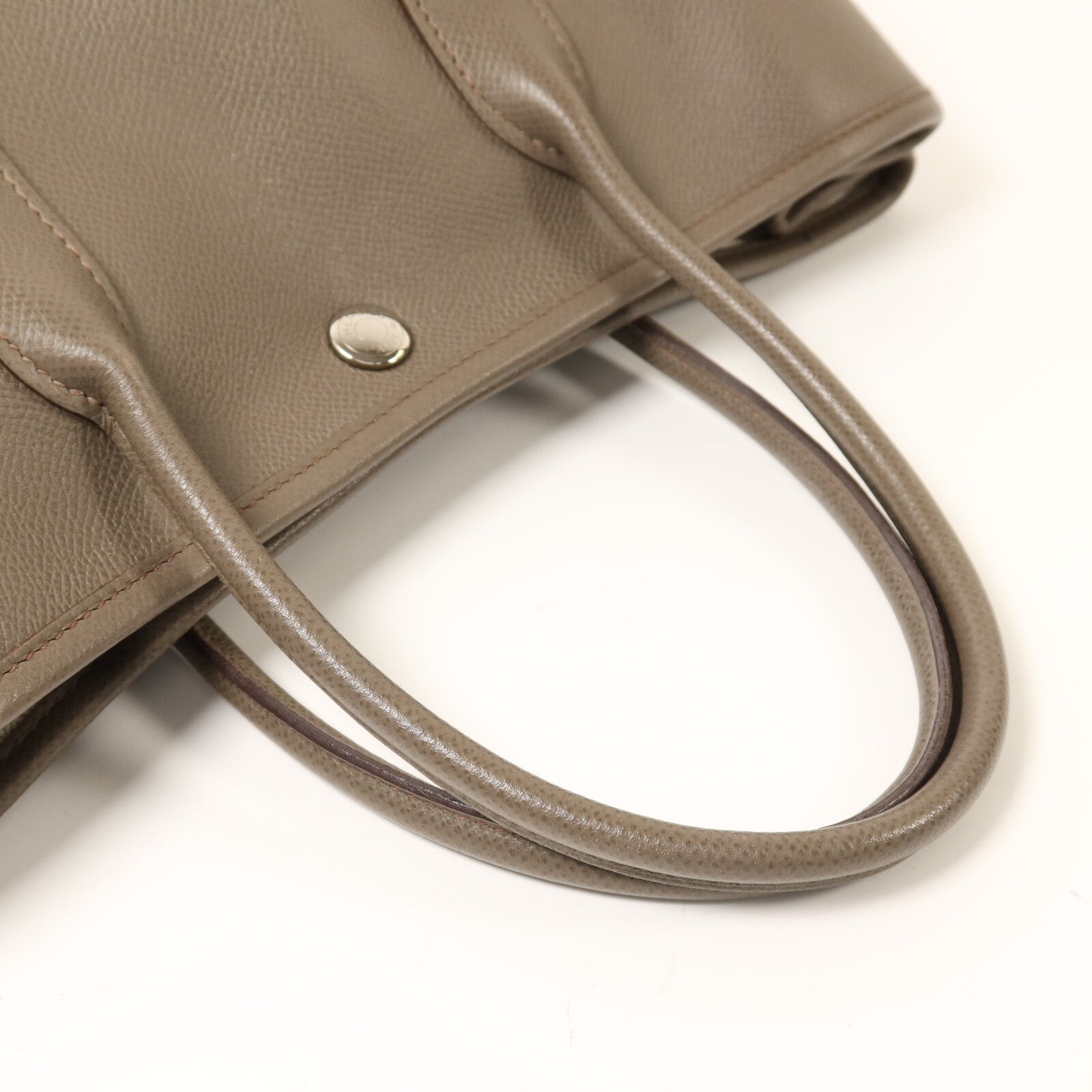 HERMES Epsom皮革Garden Party TPM銀扣手挽袋Etain