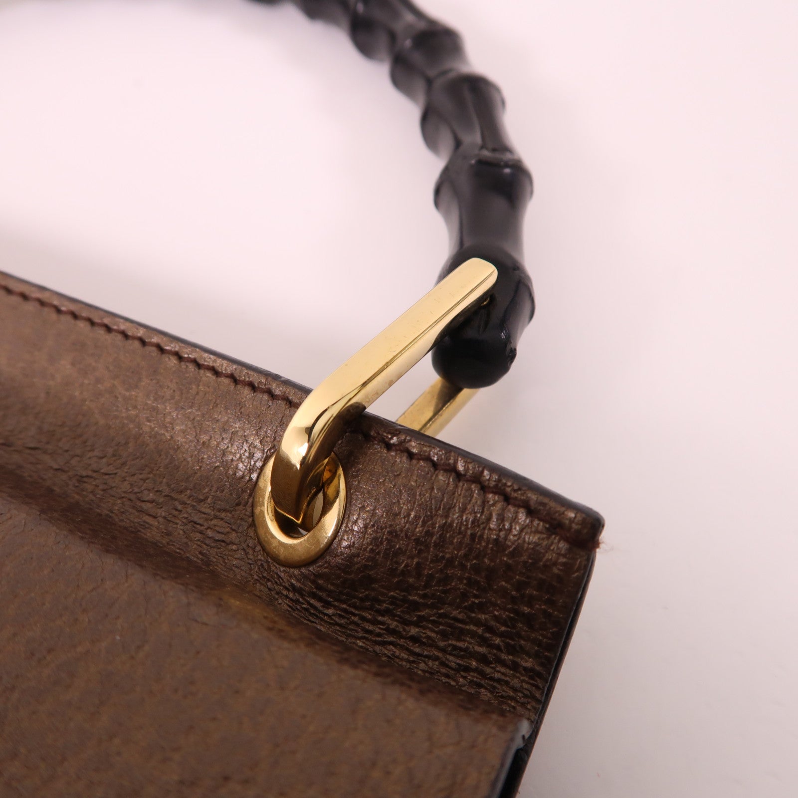 GUCCI GG GHW Vintage Handbag 0013444 Calfskin Leather Brown