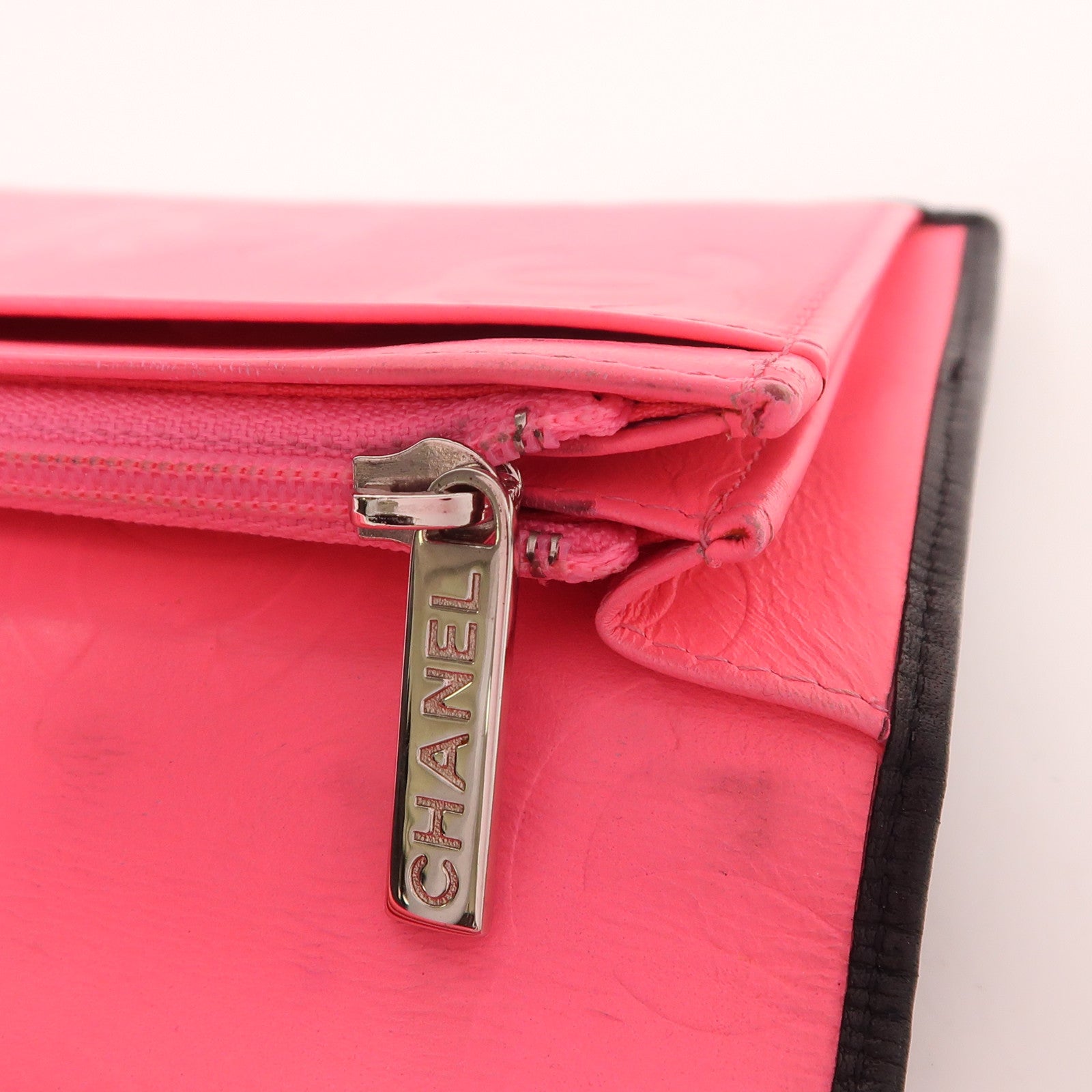 CHANEL 羊皮皮革Cambon Wallet銀扣長錢包