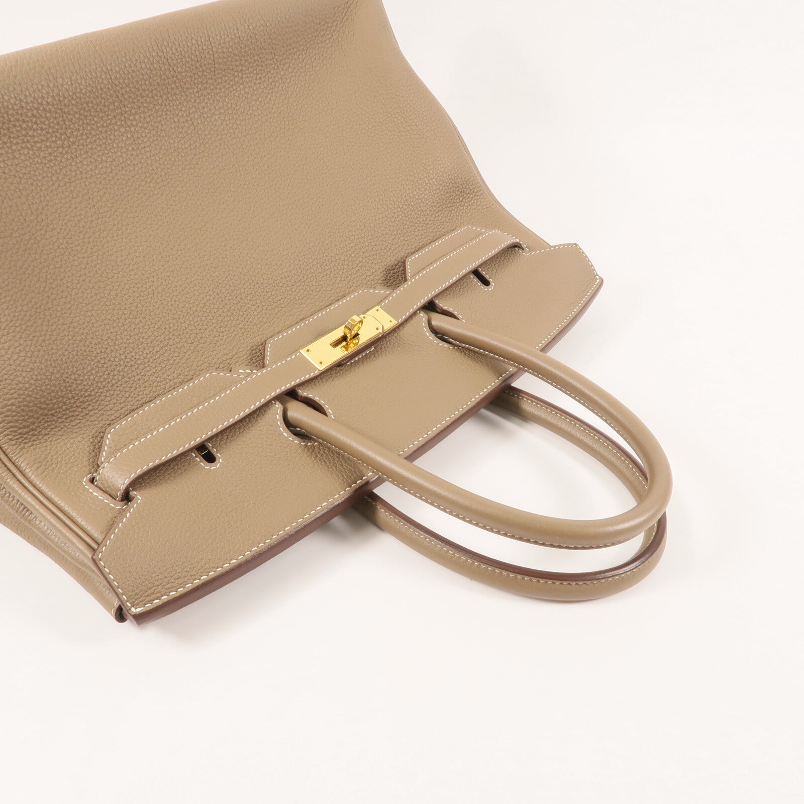 HERMES Togo皮革Birkin 35金扣手挽袋Etoupe