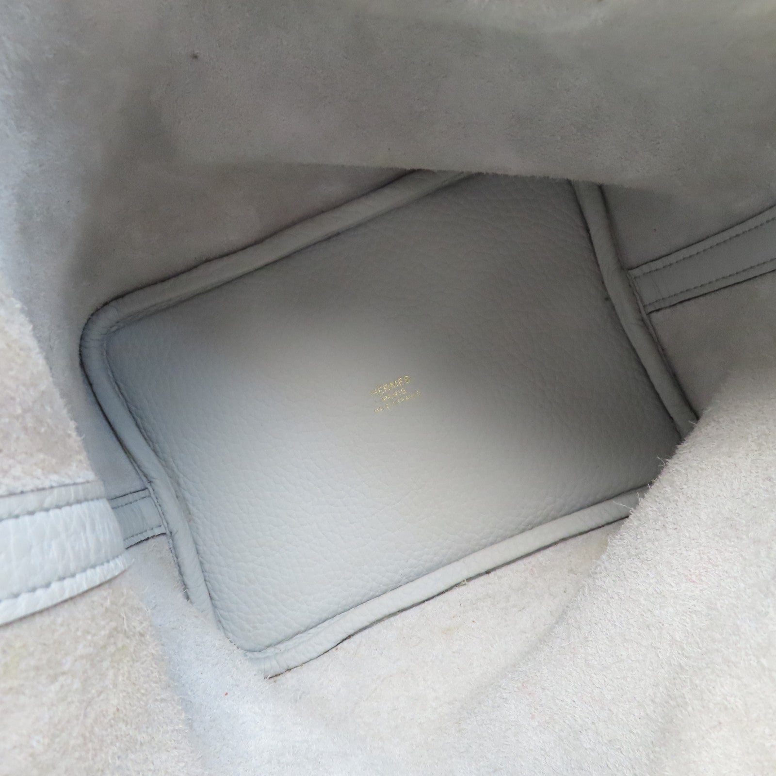 HERMES Clemence皮革Picotin PM金扣手挽袋Blue Pale/淺藍色