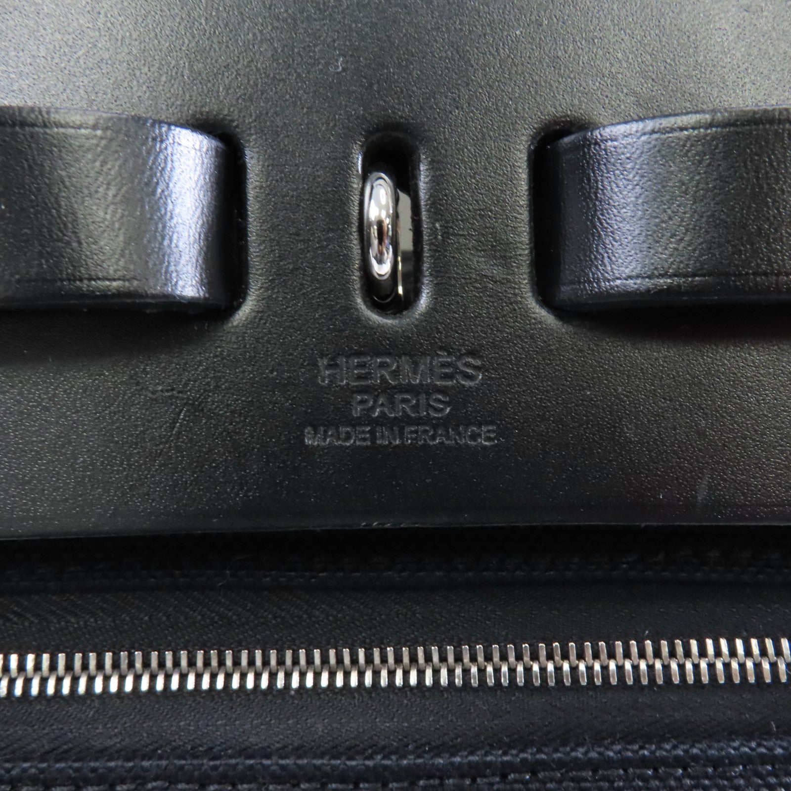 HERMES 帆布/皮革Herbag Backpack 銀扣背包黑色