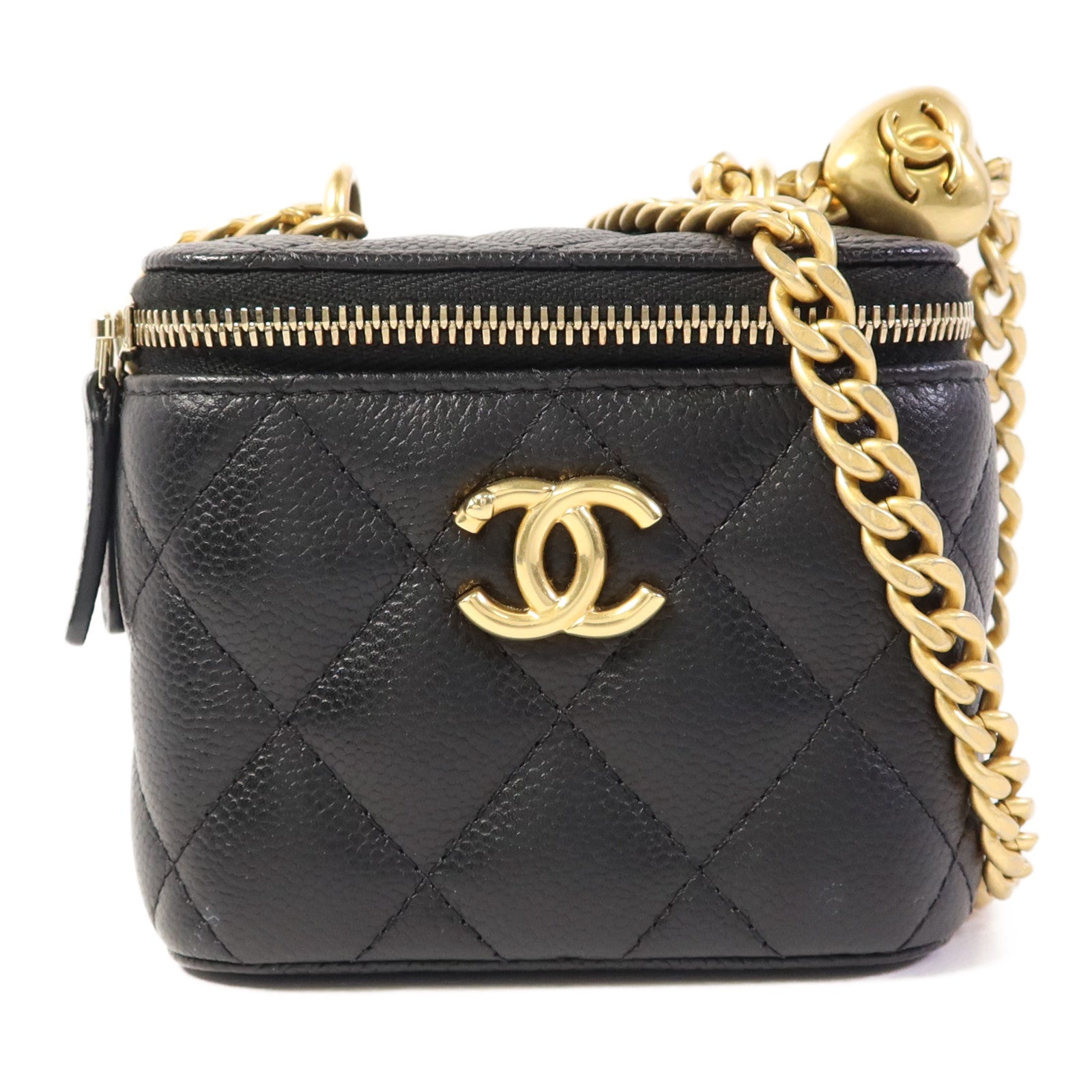 CHANEL 牛皮皮革Vanity Case金扣鏈帶肩背袋