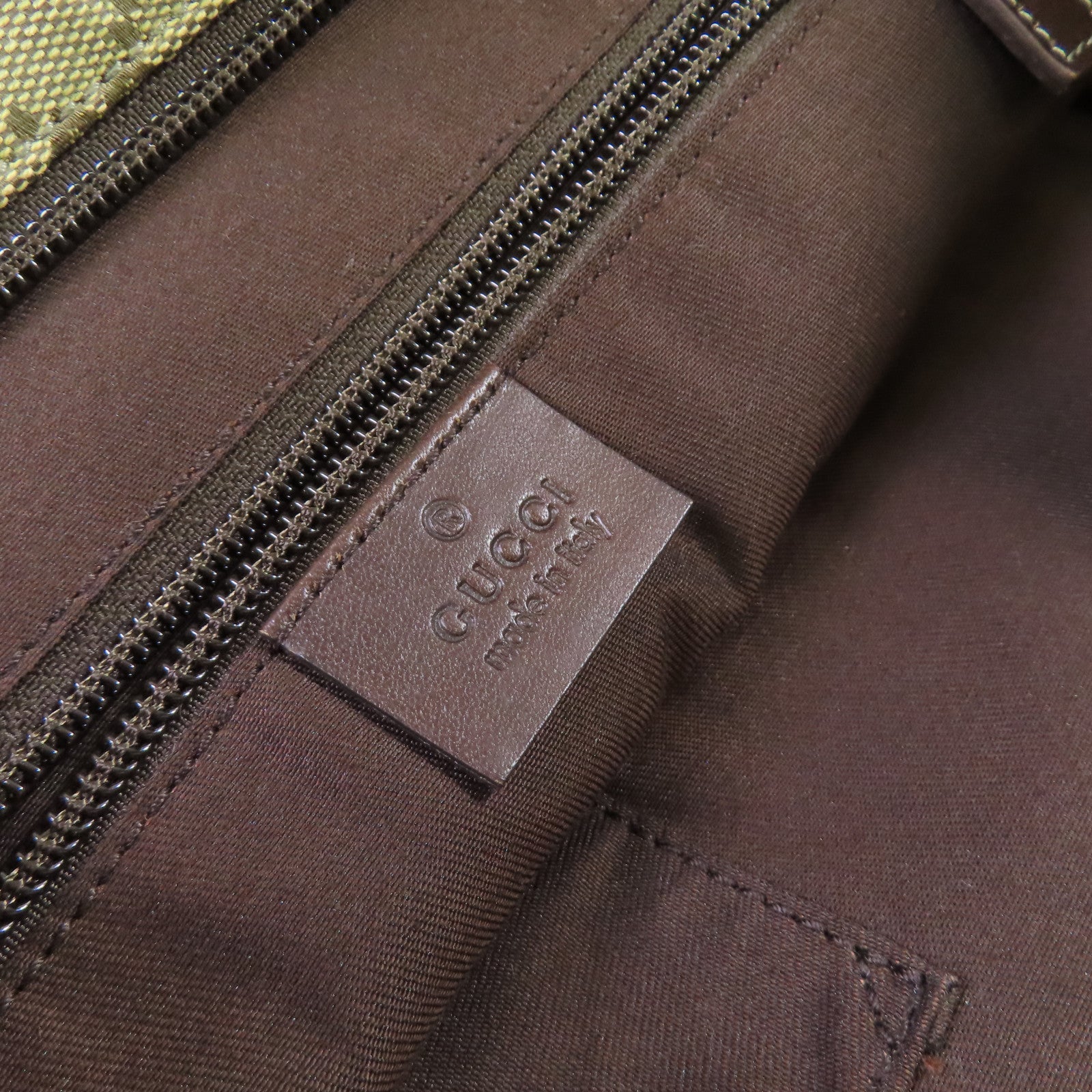 GUCCI GG帆布Sherry Line Shoulder Bag金扣肩背袋綠色