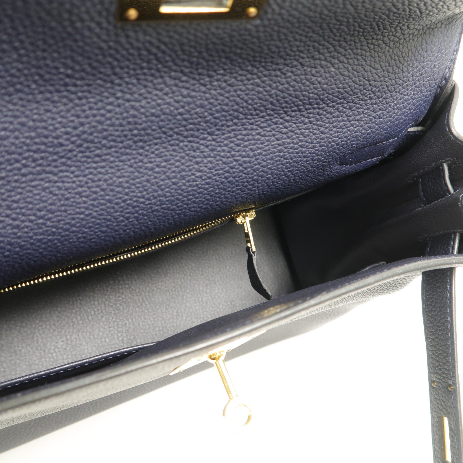 HERMES Togo皮革Kelly 28手挽肩背兩用袋Bleu Nuit