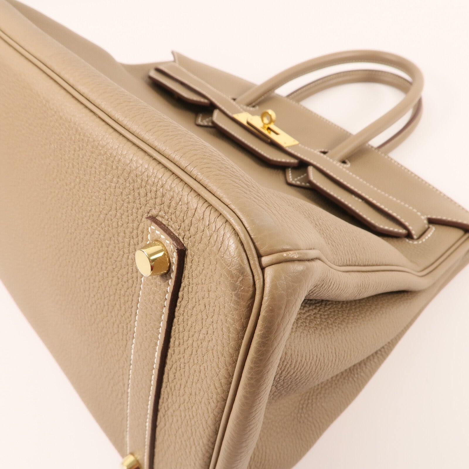 HERMES Togo皮革Birkin 35金扣手挽袋Etoupe