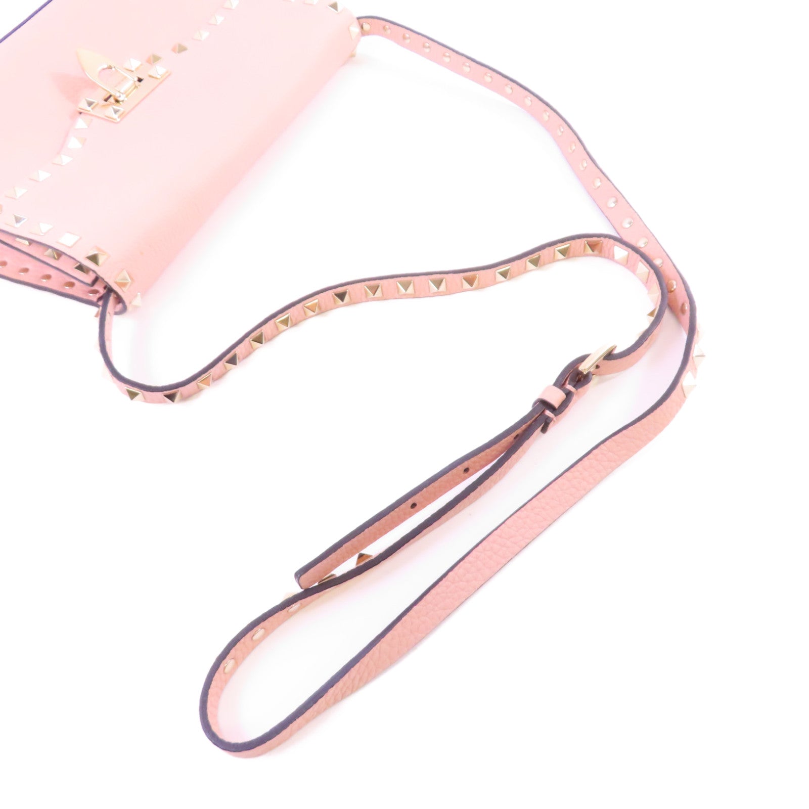 Valentino 牛皮皮革Rockstud Shoulder Bag金扣肩背袋粉紅色