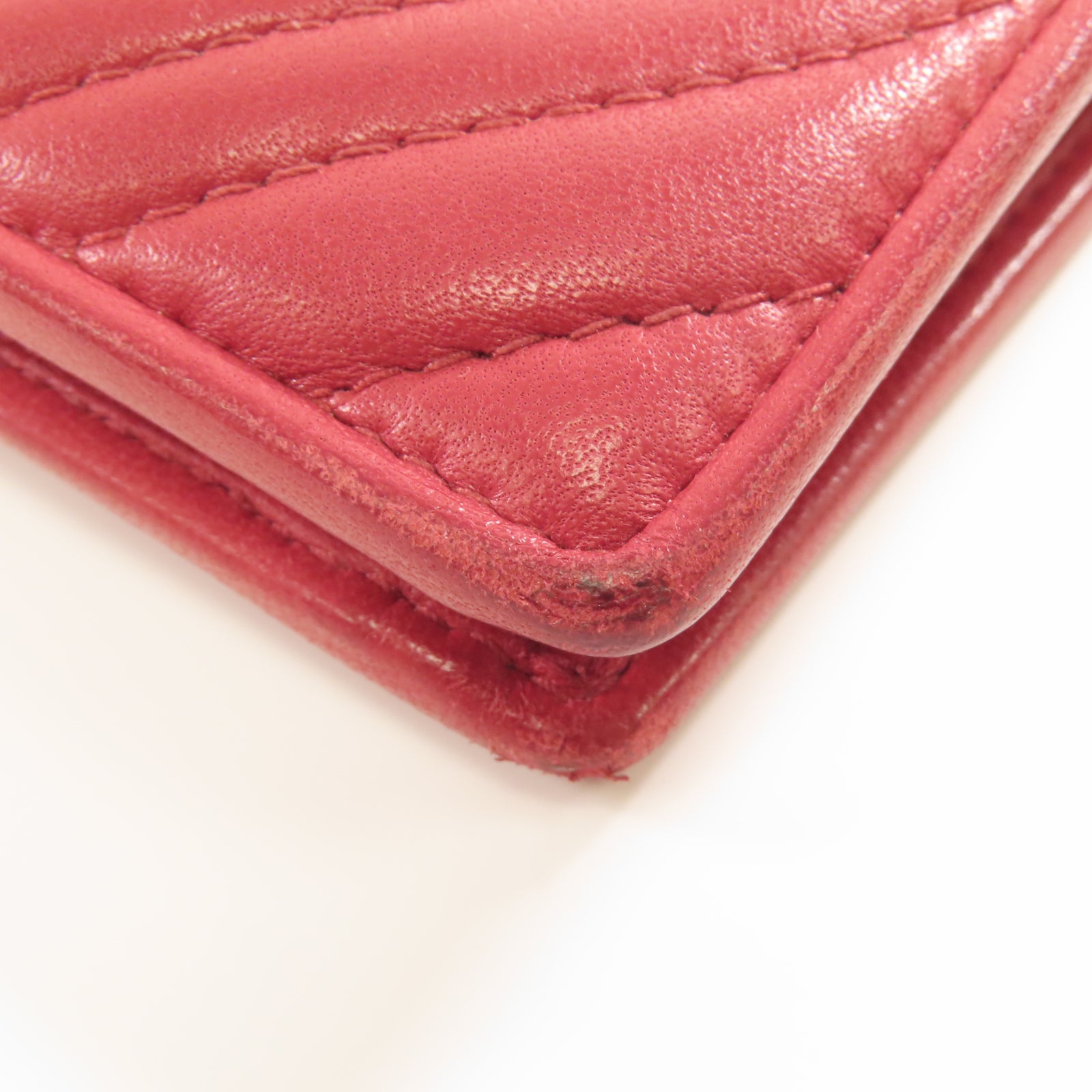 Miu Miu 羊皮皮革Wallet金扣鈕扣錢包紅色