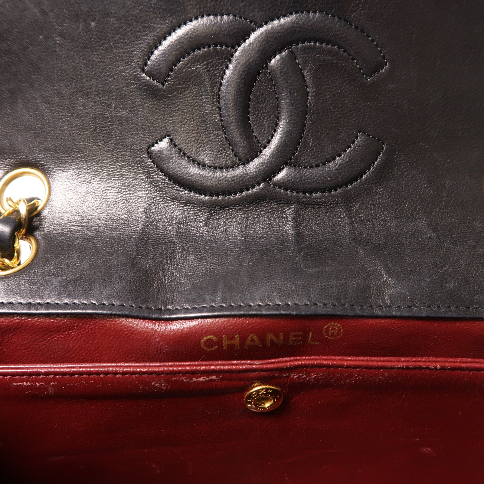 CHANEL 羊皮皮革Chain Shoulder金扣肩背袋