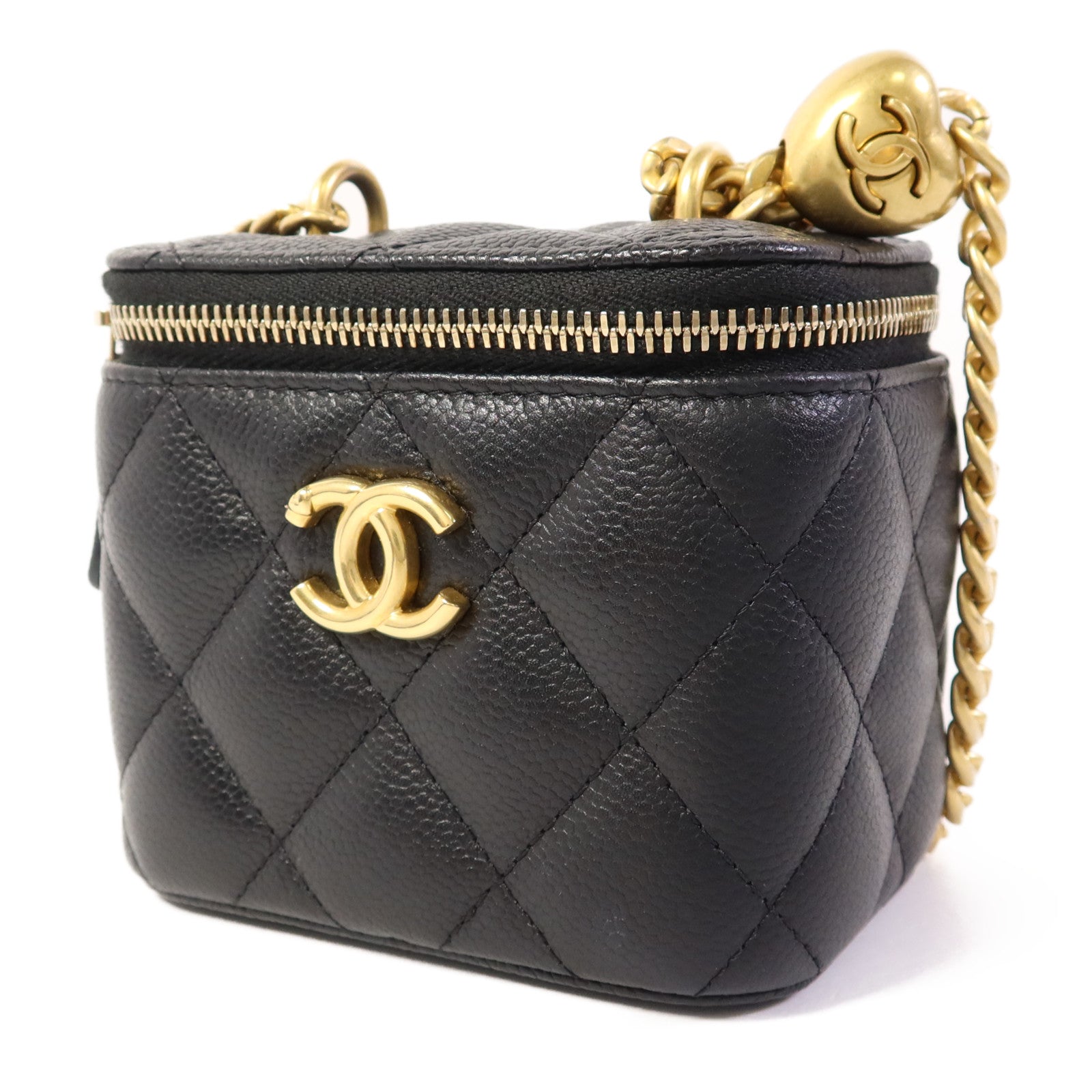 CHANEL 牛皮皮革Vanity Case金扣鏈帶肩背袋