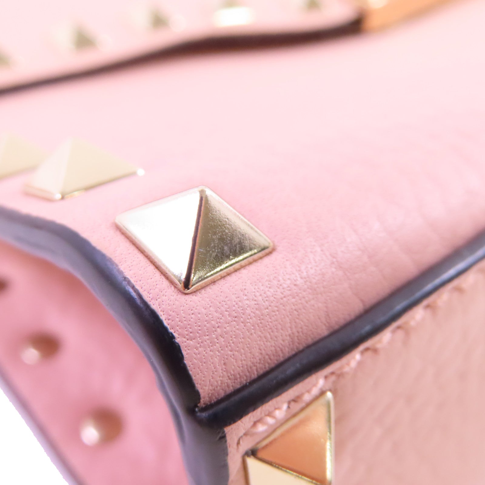 Valentino 牛皮皮革Rockstud Shoulder Bag金扣肩背袋粉紅色