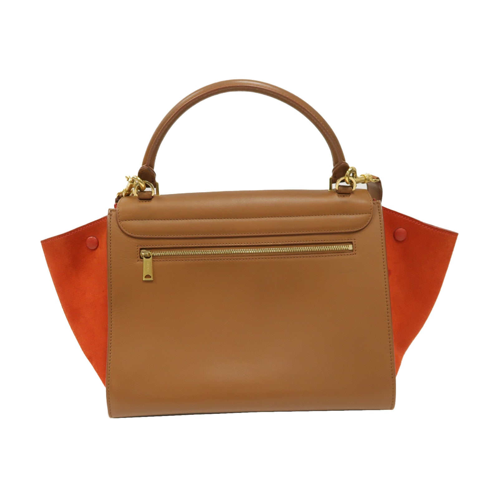 CELINE 牛皮皮革Trapeze金扣手挽肩背兩用袋啡色