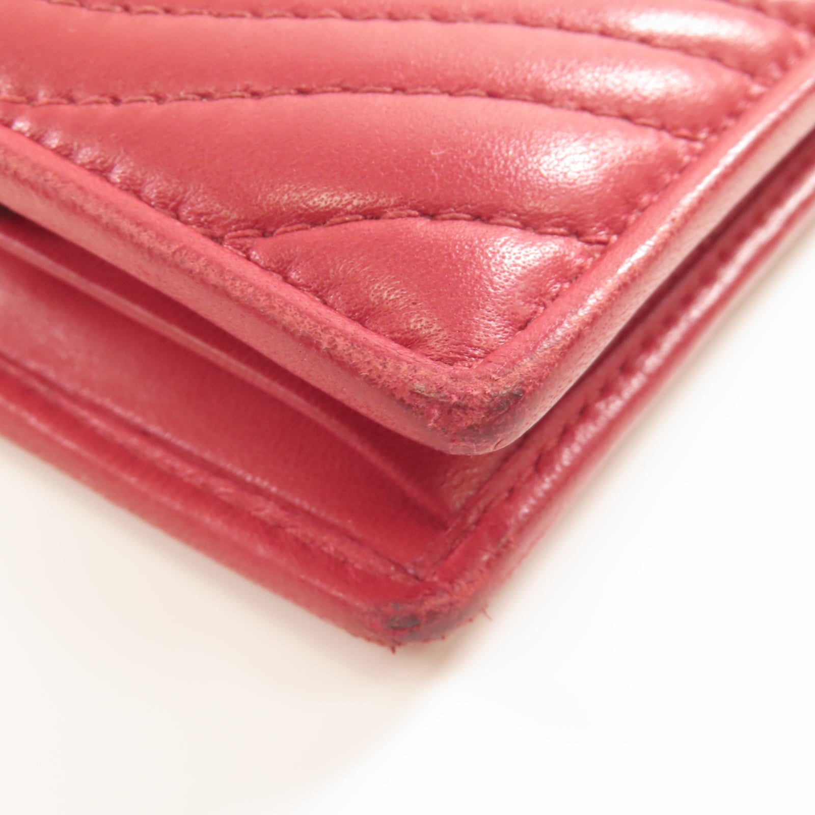 Miu Miu 羊皮皮革Wallet金扣鈕扣錢包紅色
