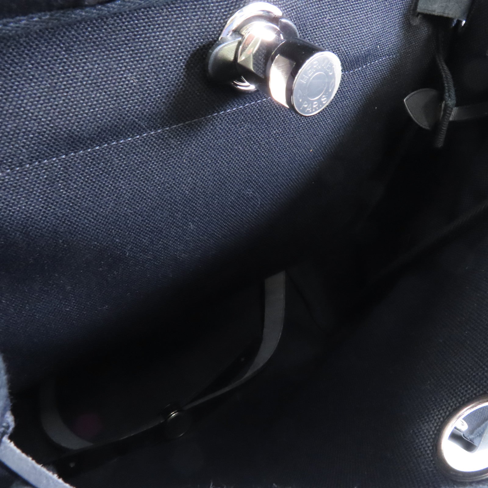 HERMES 帆布/皮革Herbag Backpack 銀扣背包黑色
