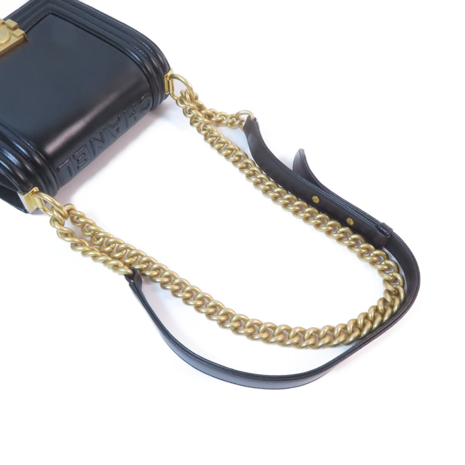 CHANEL 【激減優惠】牛皮皮革Chain Shoulder金扣鏈帶肩背袋黑色