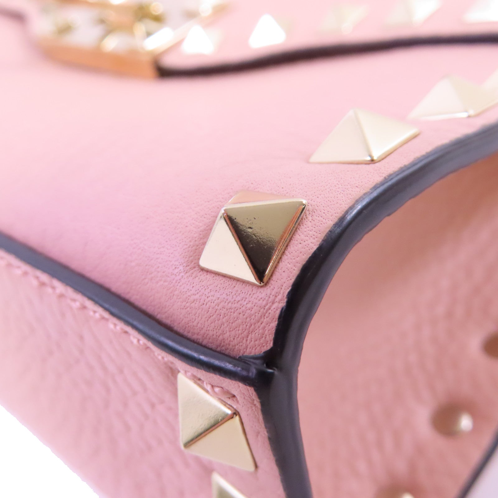 Valentino 牛皮皮革Rockstud Shoulder Bag金扣肩背袋粉紅色