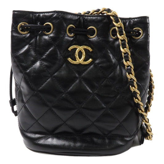 CHANEL 牛皮皮革Drawstring Bucket Bag鏈帶肩背袋