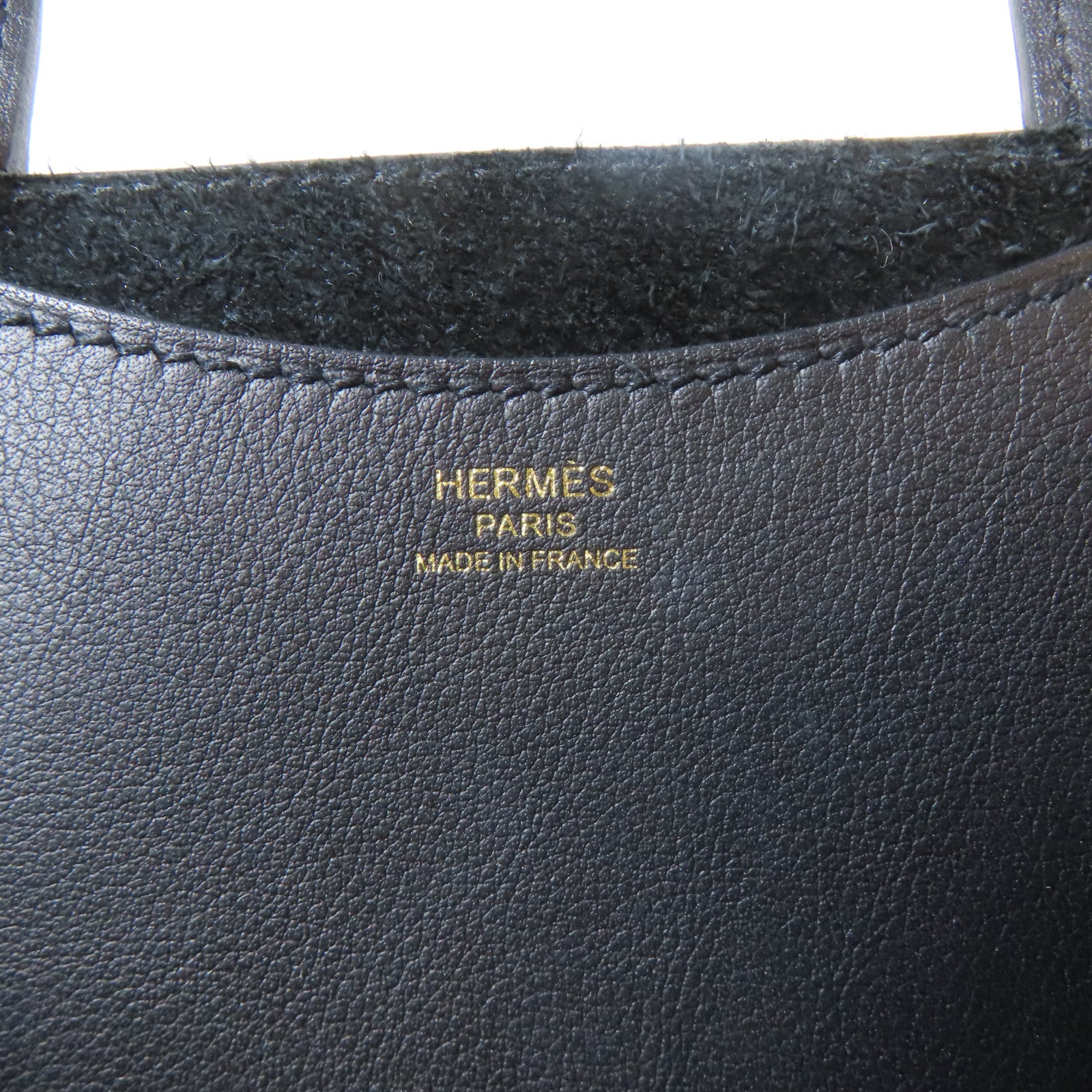 HERMES Clemence皮革In The Loop金扣手挽袋經典黑色