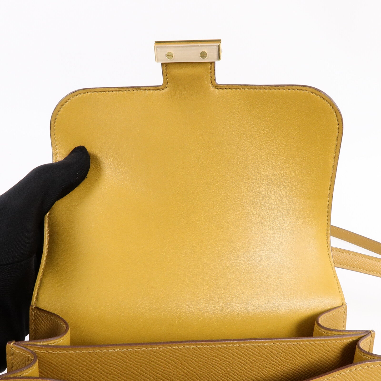 HERMES Epsom皮革Constance Mini肩背袋Sesame