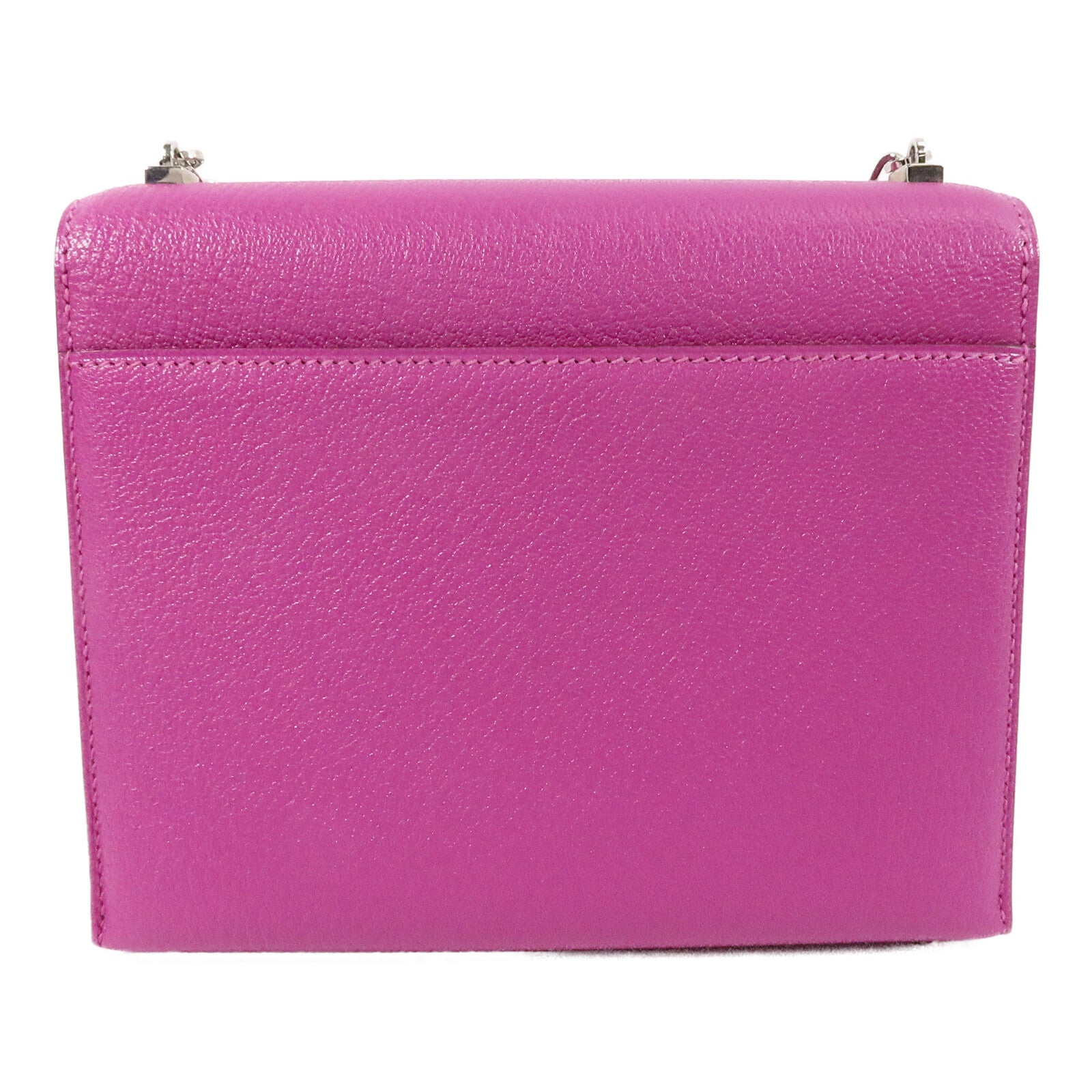 HERMES Chevre皮革Verrou Mini鏈帶肩背袋Rose Purple