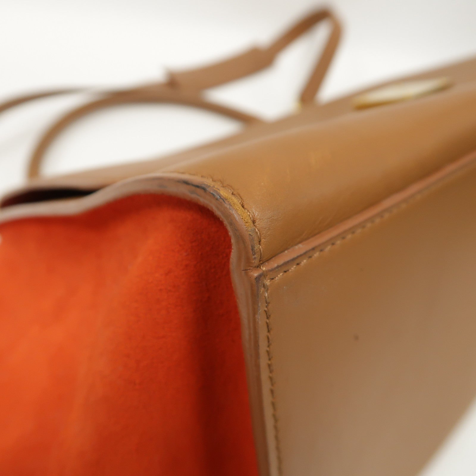 CELINE 牛皮皮革Trapeze金扣手挽肩背兩用袋啡色