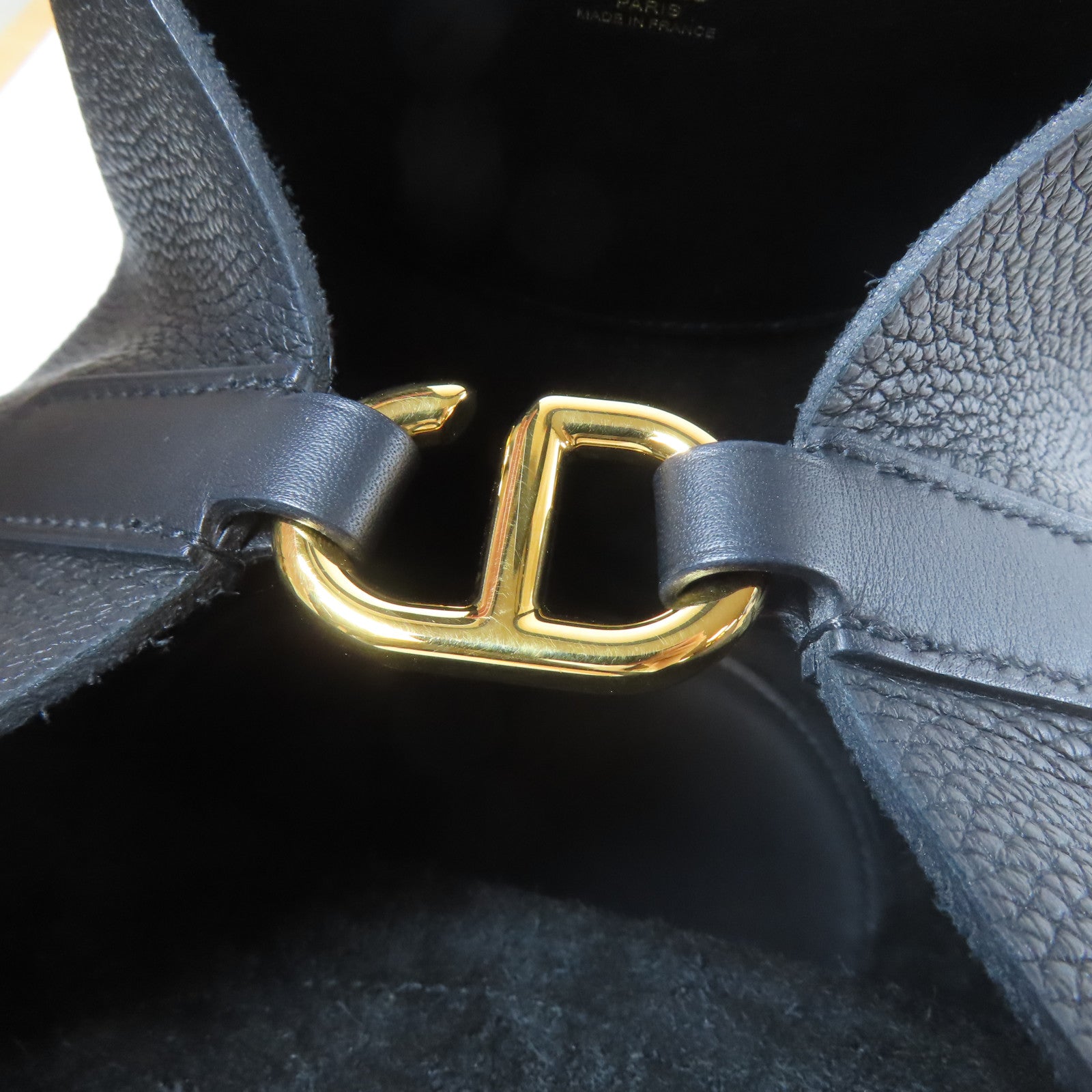 HERMES Clemence皮革In The Loop金扣手挽袋經典黑色