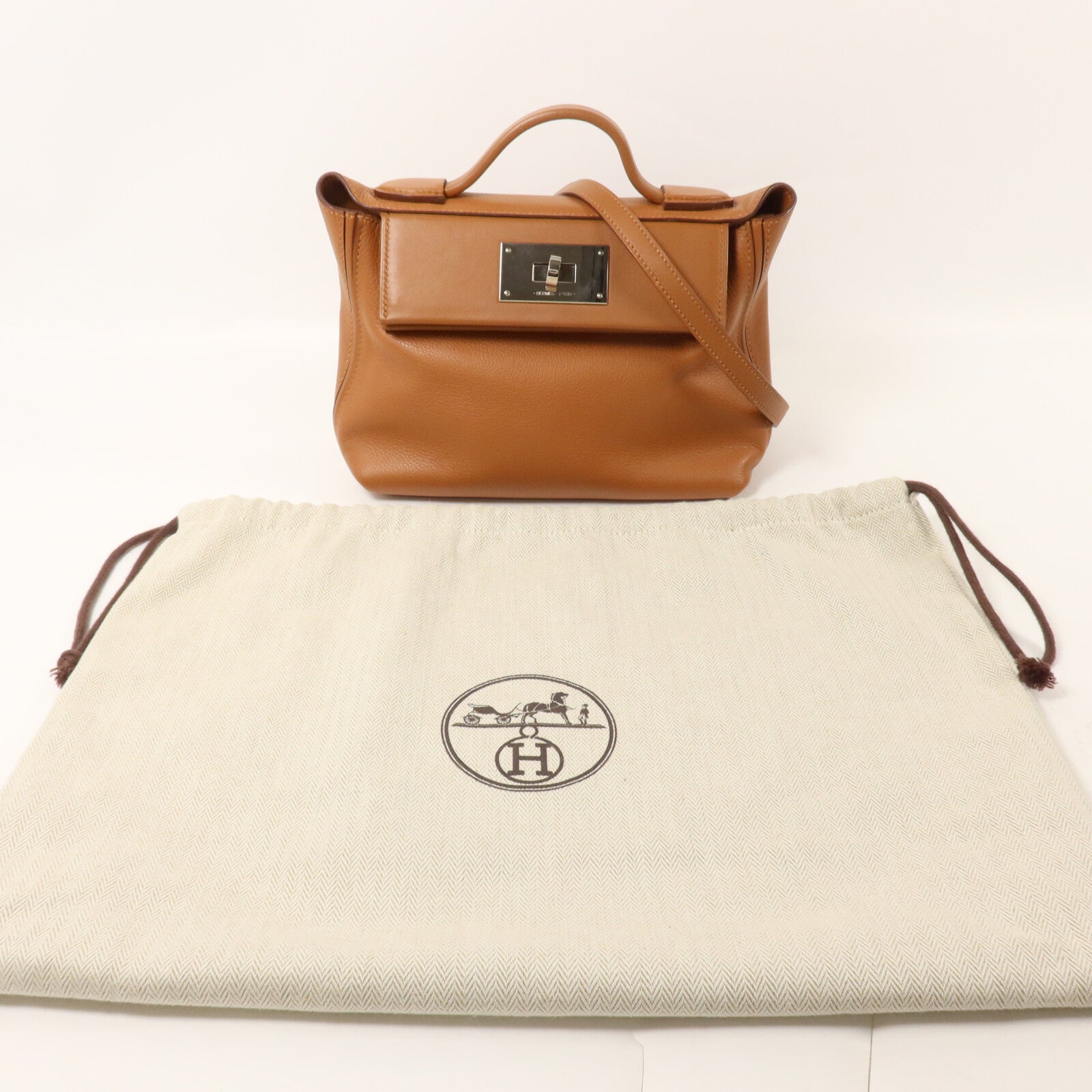 HERMES Evercolor皮革24/24 Mini手挽肩背兩用袋