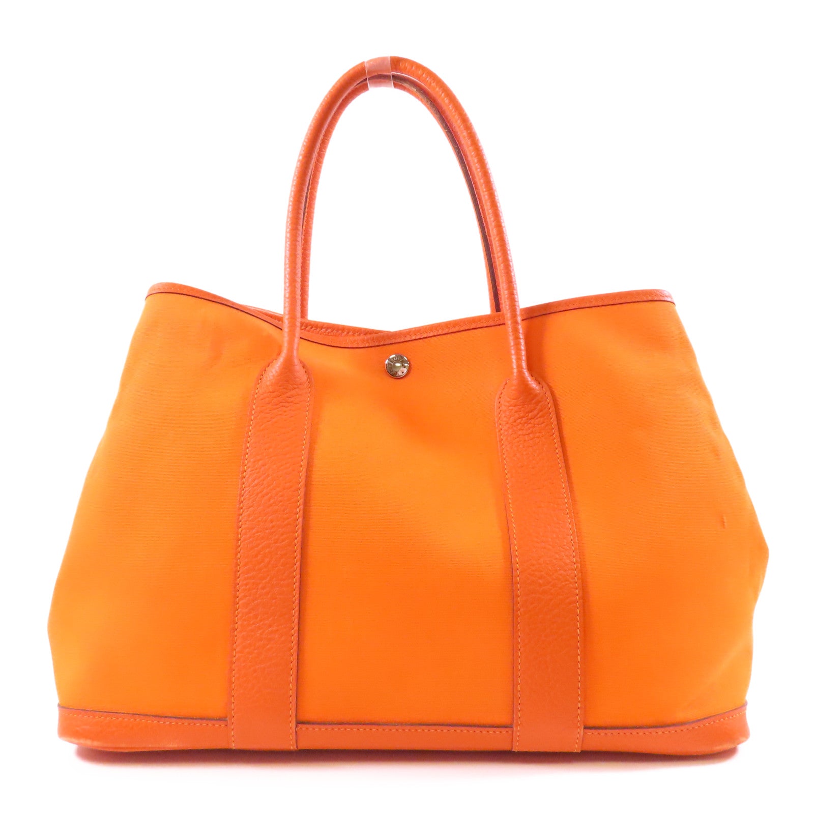 HERMES PHW Garden Party PM Tote Bag Hand Bag Canvas Orange