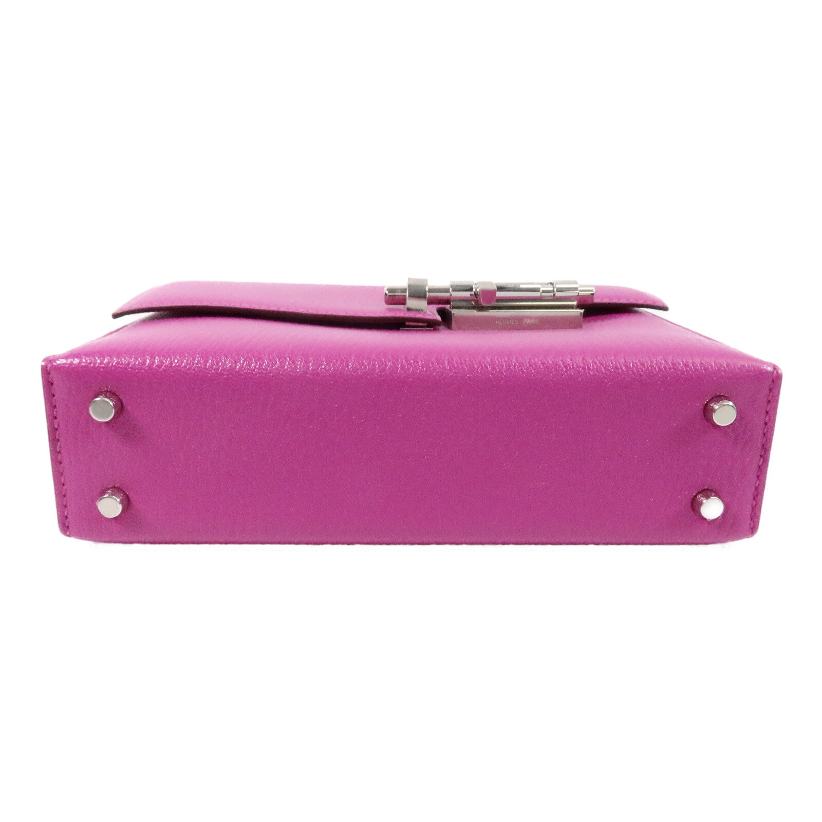 HERMES Chevre皮革Verrou Mini鏈帶肩背袋Rose Purple