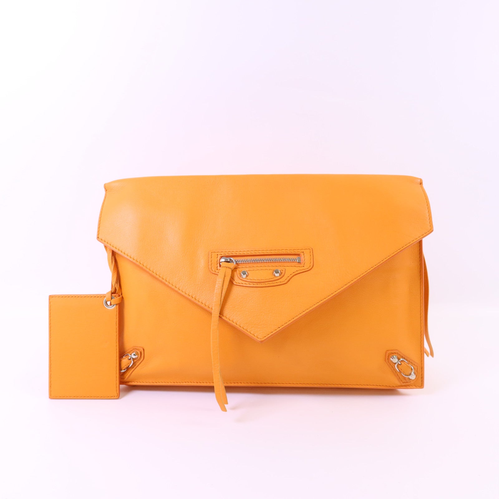 BALENCIAGA 牛皮皮革Clutch Bag銀扣手拿包