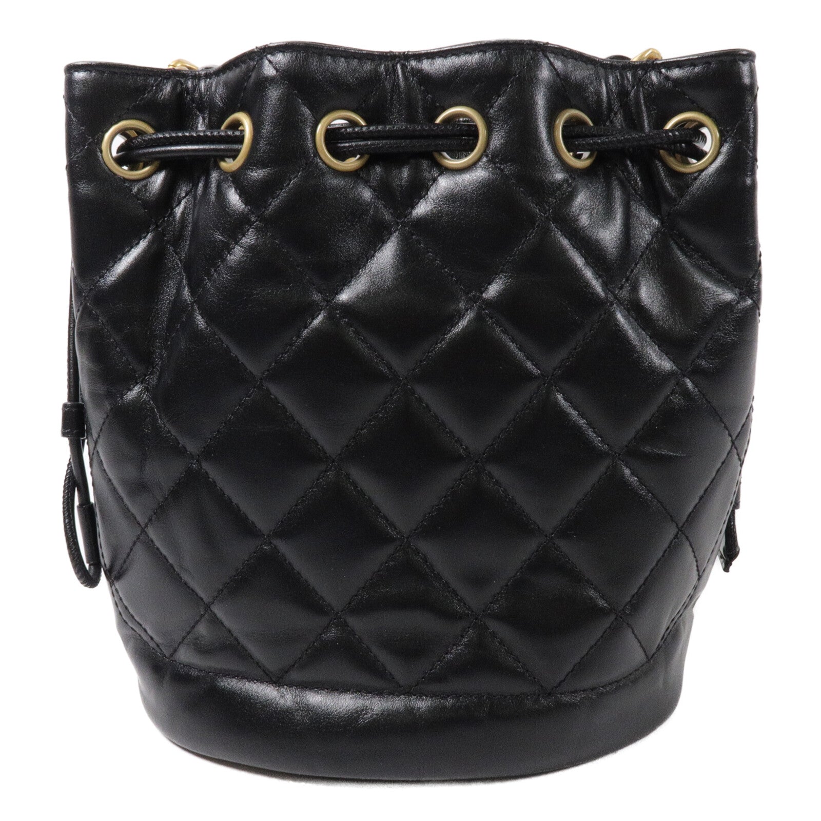 CHANEL 牛皮皮革Drawstring Bucket Bag鏈帶肩背袋
