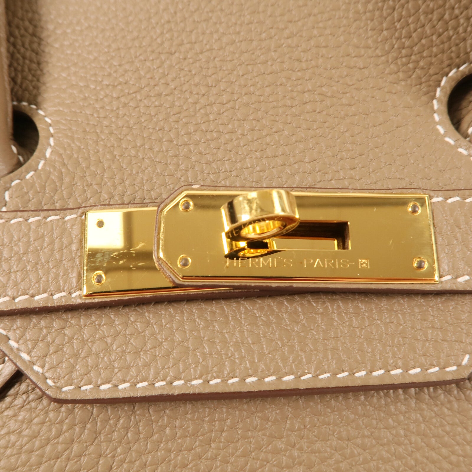 HERMES Togo皮革Birkin 35金扣手挽袋Etoupe